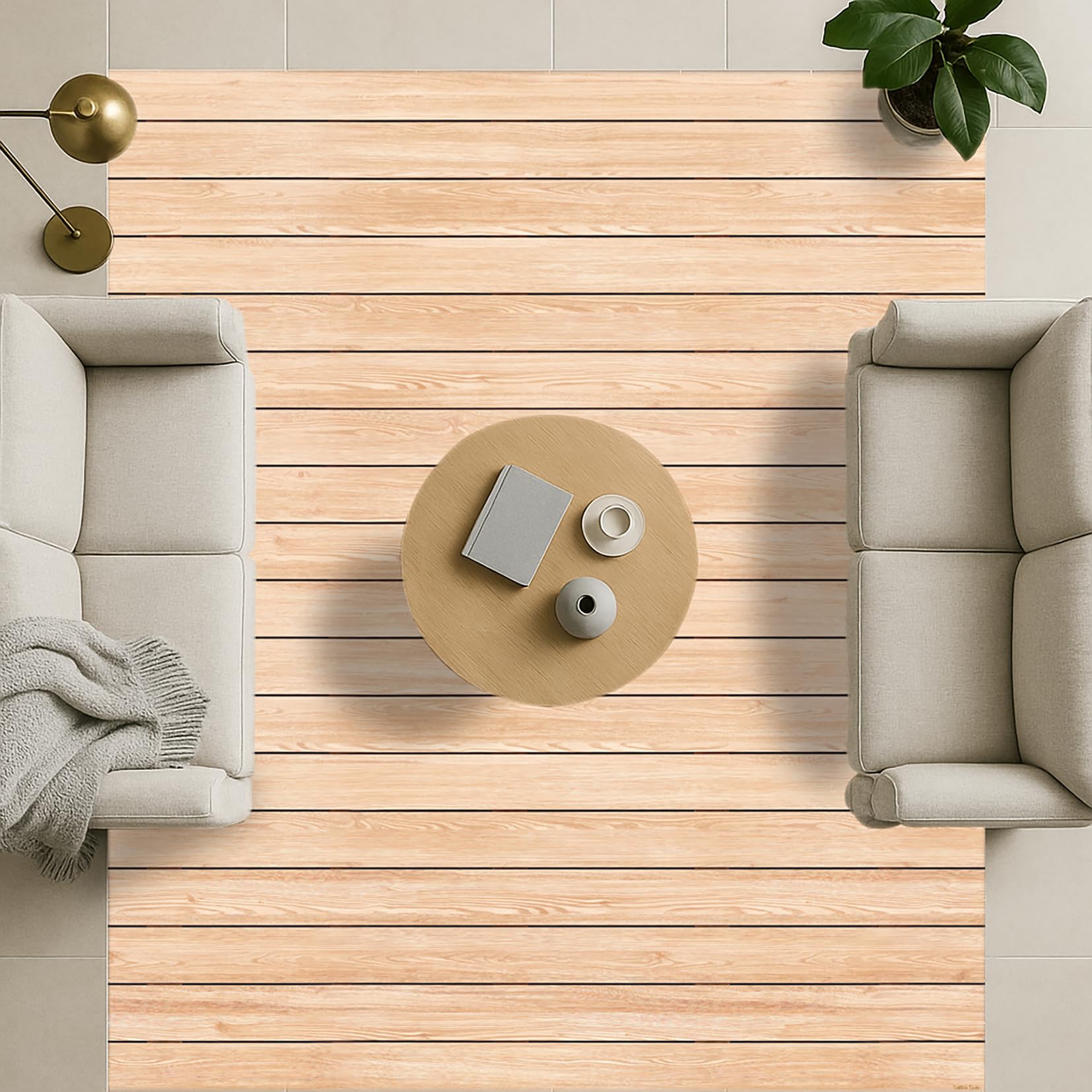 DobleUve Estudio Alfombra Vinílica Madera Color Beige 80x200 cm | Vinilo para Salón y Cocina | Suelo Lavable Antideslizante para Verano