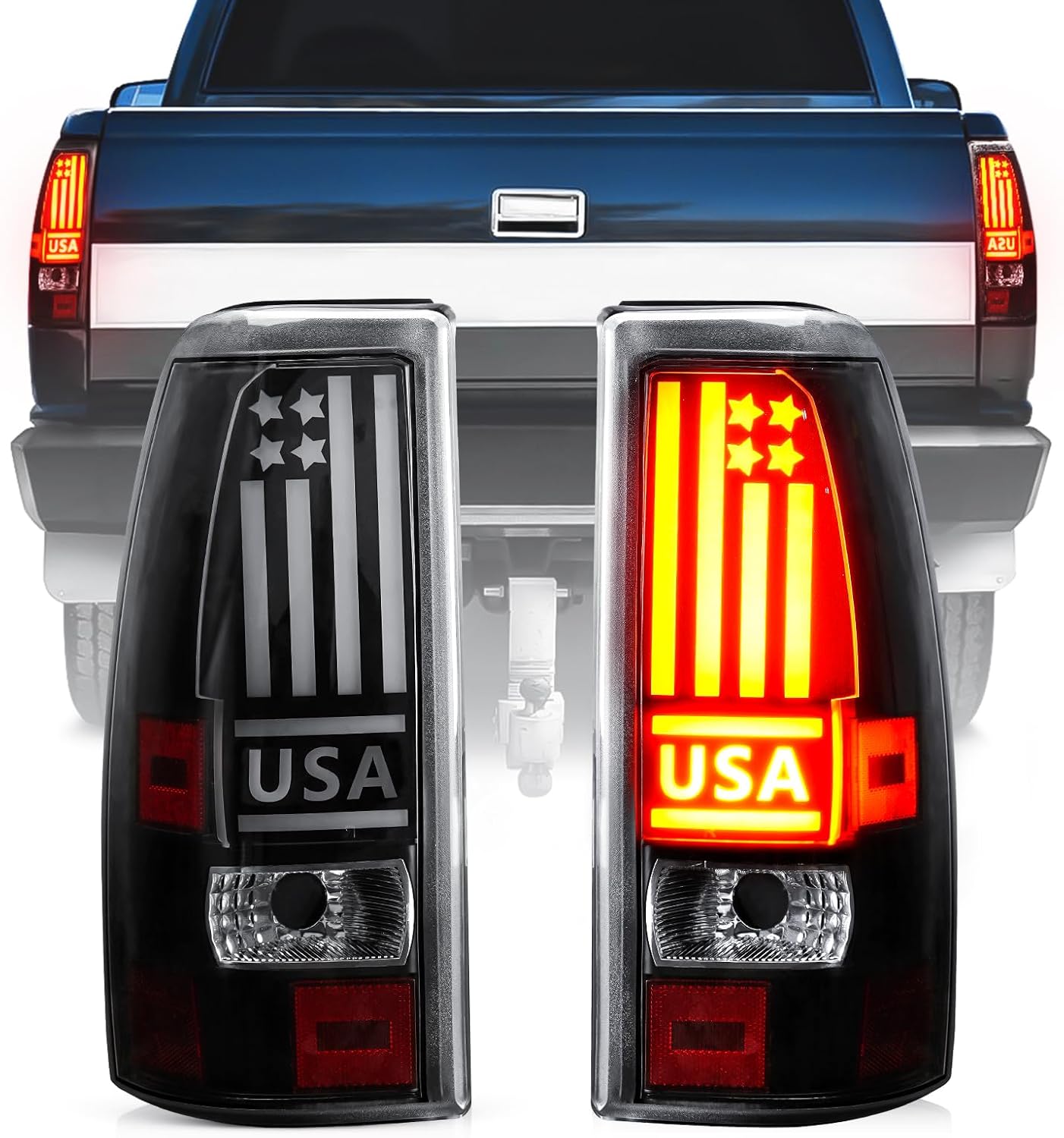 Tail Light Assembly Fit for Chevy Silverado 1500 2500 HD 1999-2002, GMC Sierra 1500 2500 HD Fleetside 1999-2003, Clear Lens
