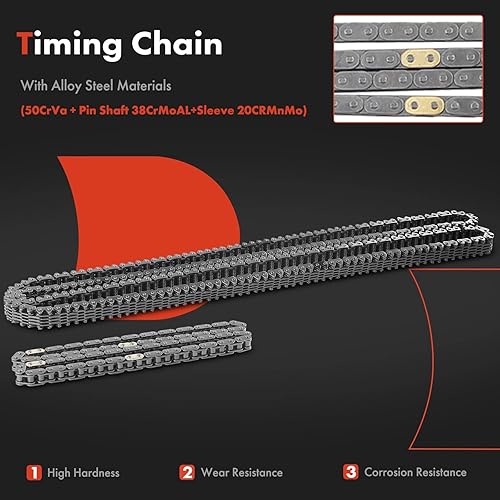 Miniatura 4 de A-Premium Kit de cadena de distribución del motor con piñón, tensor y guía compatible con Ford F-150 11-12 15-17, Explorer Mustang 11-17, Taurus