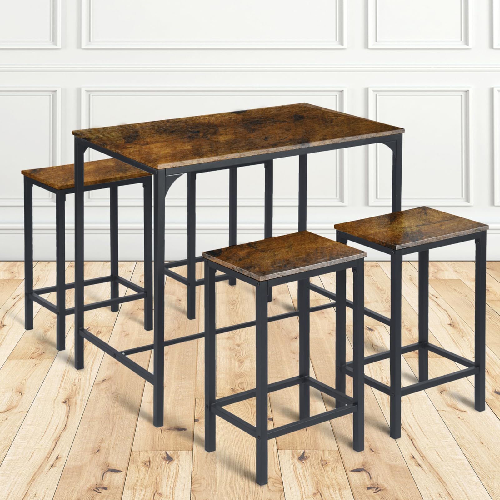 buybyroom Tavolo da bar con 4 sgabelli, Tavolo da pranzo, 100 x 60 x 90 cm, Design