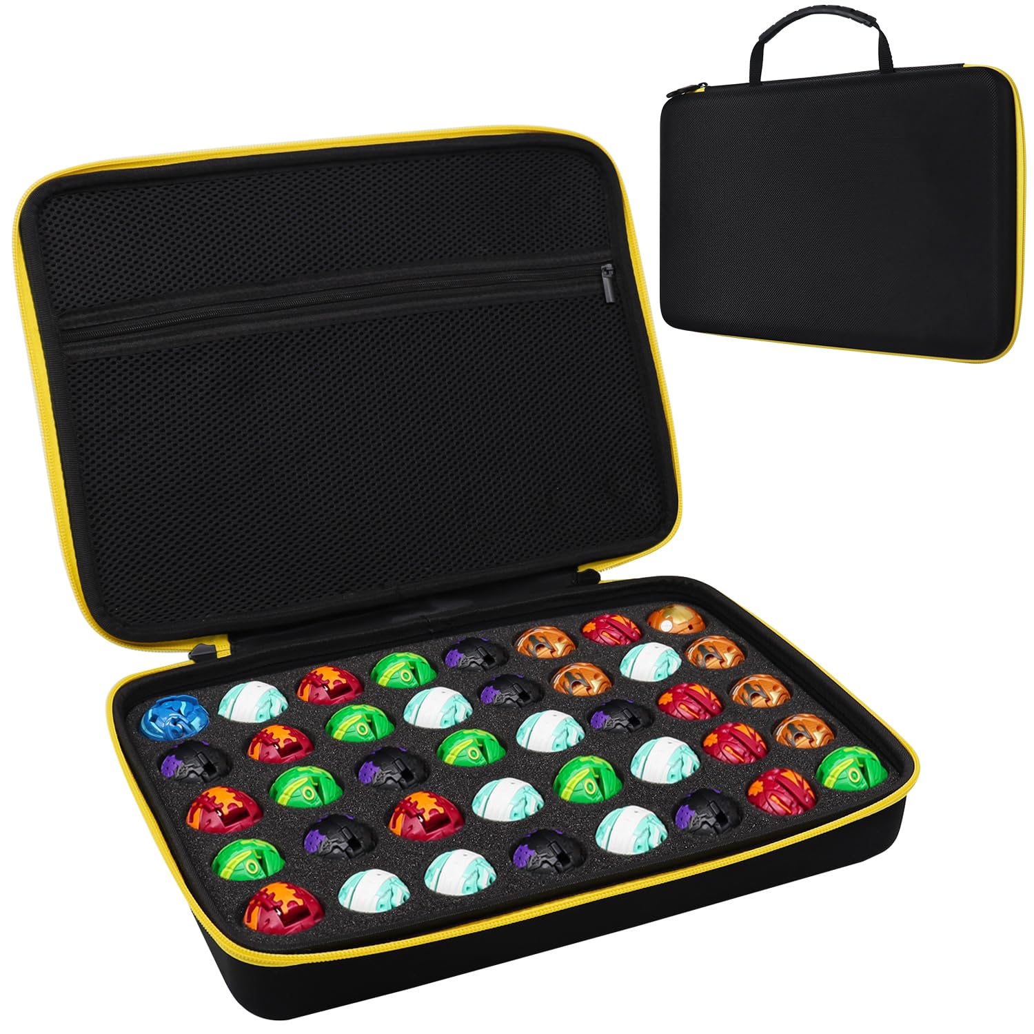Toy Organizer Case Compatible with Bakugan Battle Planet, BakuCores, Armored Alliance, Geogan Rising, Toy Organizer Storage Container Holder (40, Black)