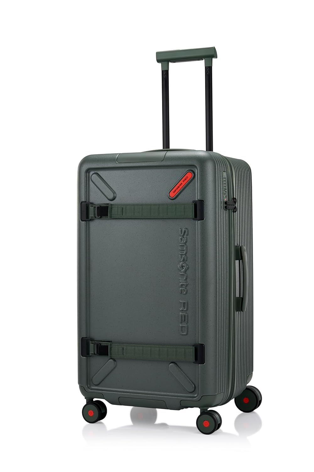 Samsonite Red TOIIS XP Expandable 43.5 Cms Polycarbonate Hard Sided 8 Wheel Spinner Trunk Luggage/Suitcase/Trolley Bag (Olive) (Double Wheel), Green