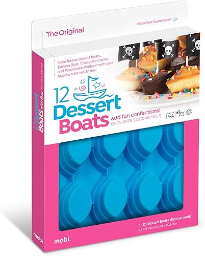 Mobi Molde de silicona para hornear 12 botes de postre, azul