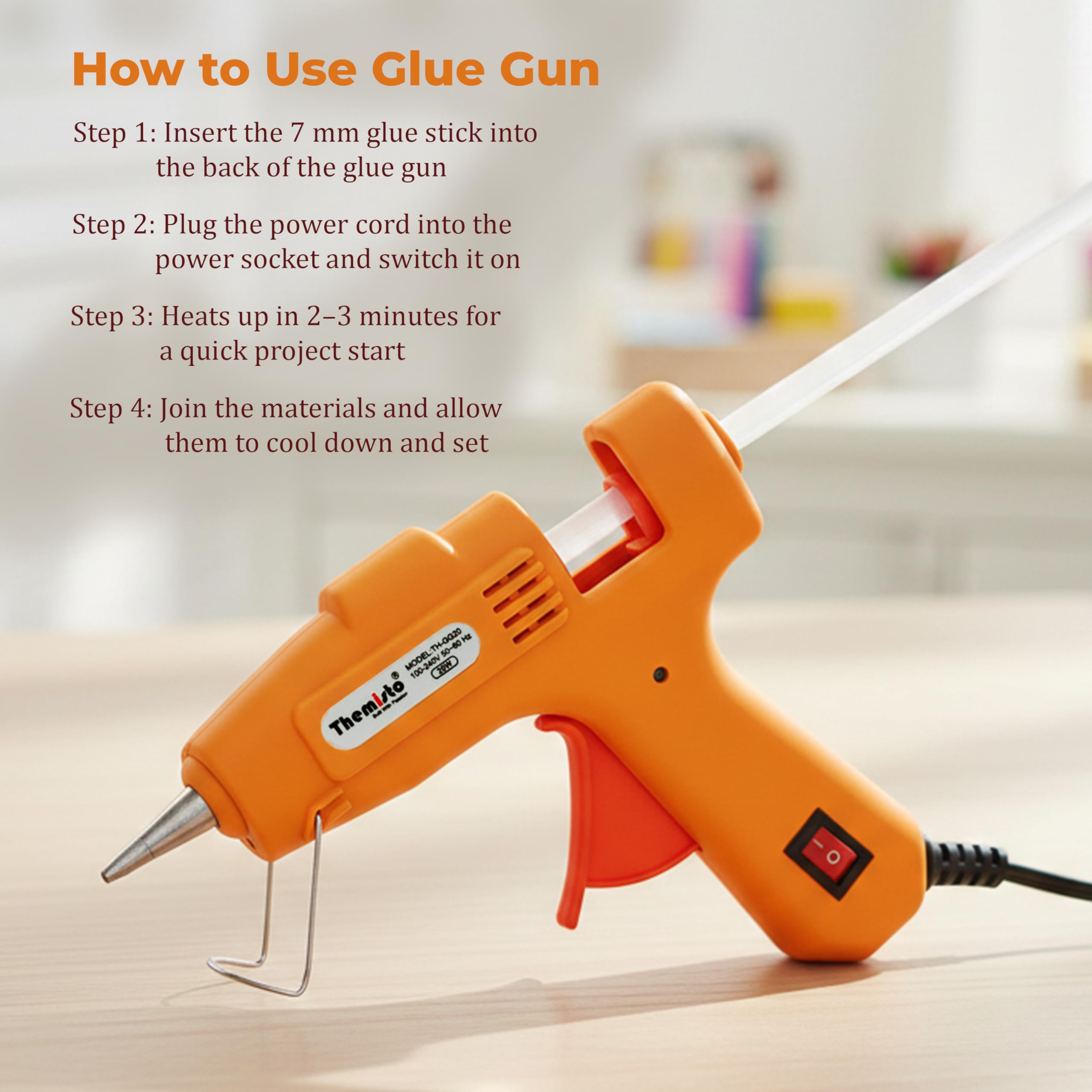 Themisto 20 Watt Mini Hot Melt Glue Gun with 10 Glue Sticks For DIY Art And Crafts. 1