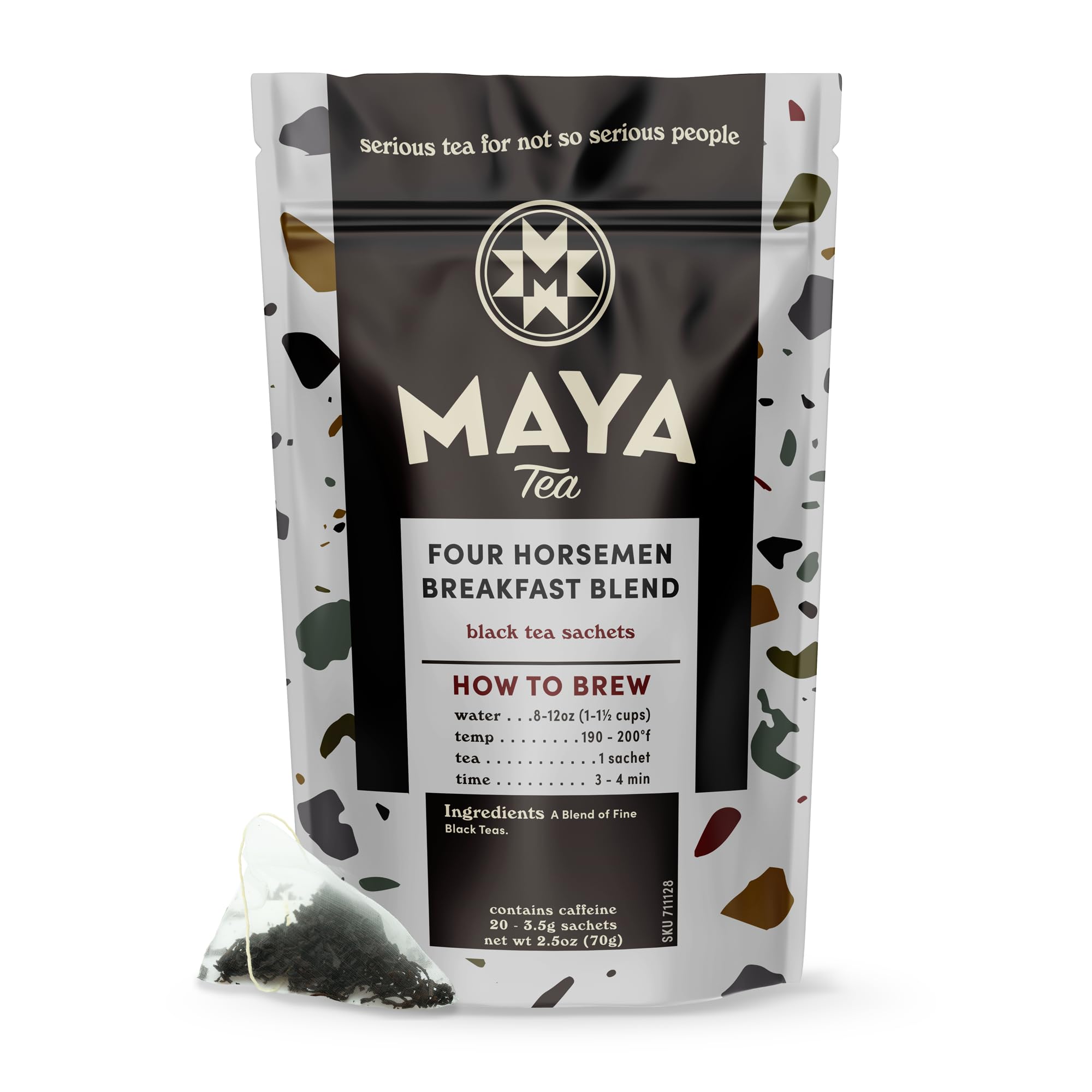 Maya Tea Four Horsemen Black Tea Sachets, Breakfast Blend, Four Premium Varieties, Naturally Caffeinated, Pack of 20