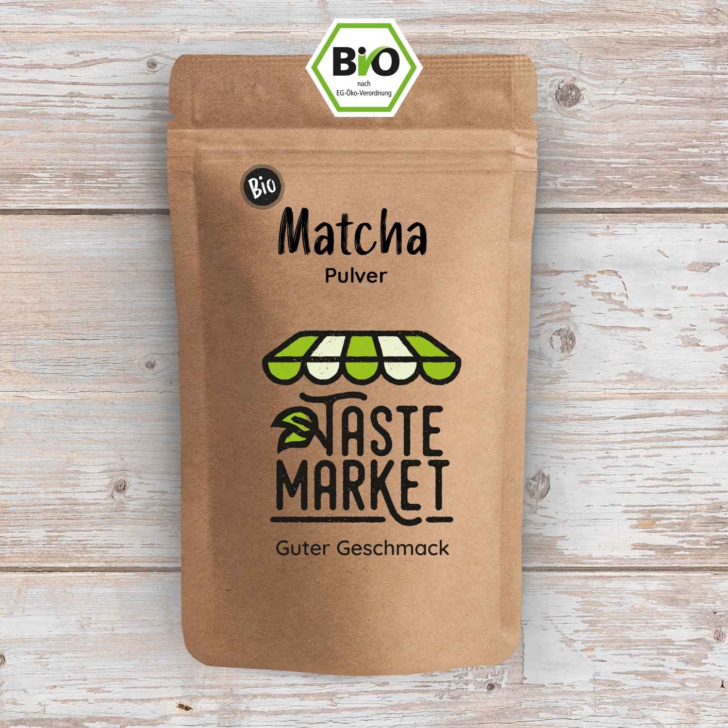 Bio Matcha Pulver 1kg – Grüner Tee Pulver – Ideal für Matcha Latte Smoothie & Backen – Kaffeealternative Vegan – TASTE MARKET
