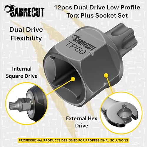 SabreCut 12pcs SCSK002 1/4" 3/8" 1/2" Square Socket & Embout Set Durable - 2