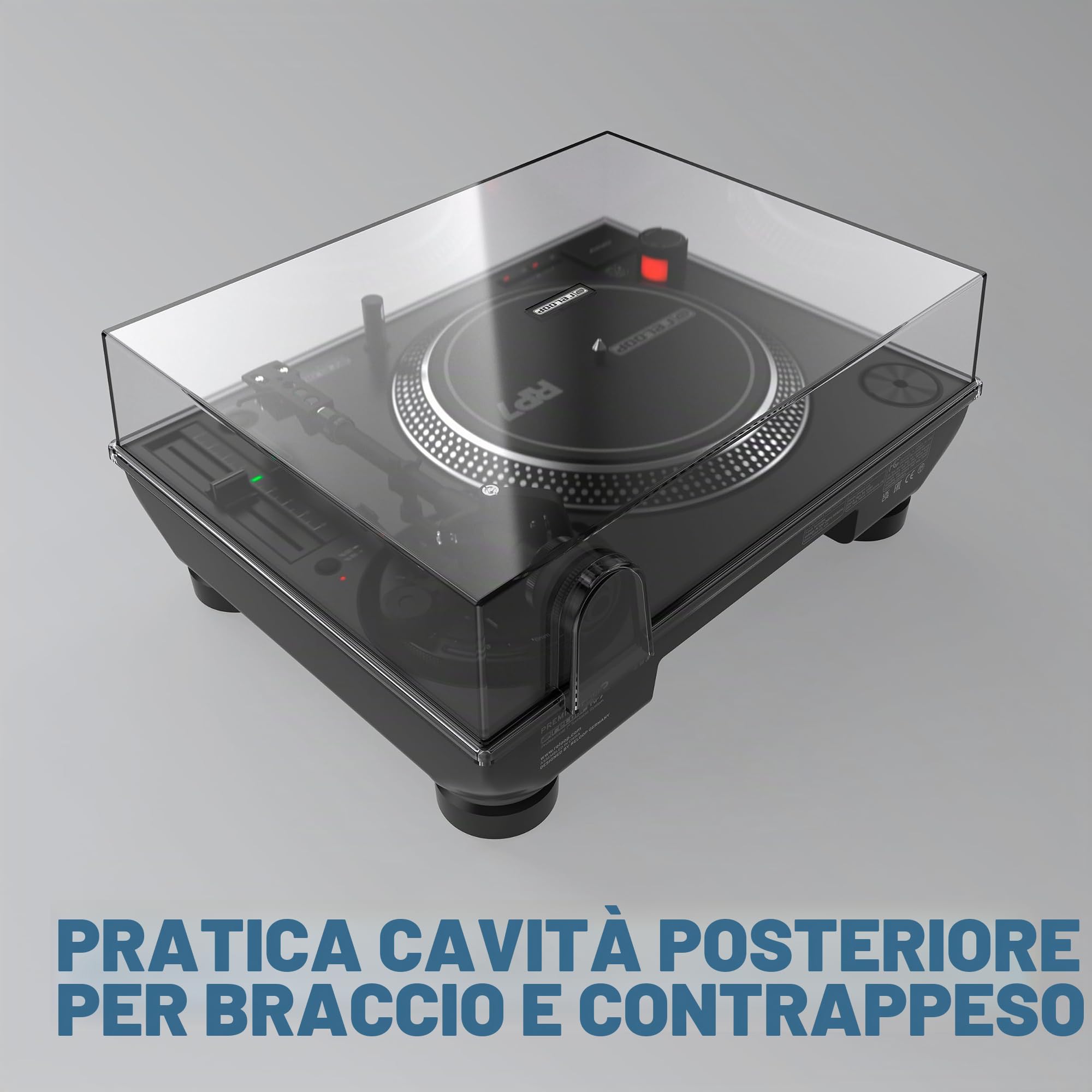 Reloop Abdeckhaube RP-7 - Copertura protettiva con calzata precisa, Realizzata in plastica resistente e stabile, Protegge il giradischi in modo affidabile da polvere, graffi e dall’usura tipica dell’u