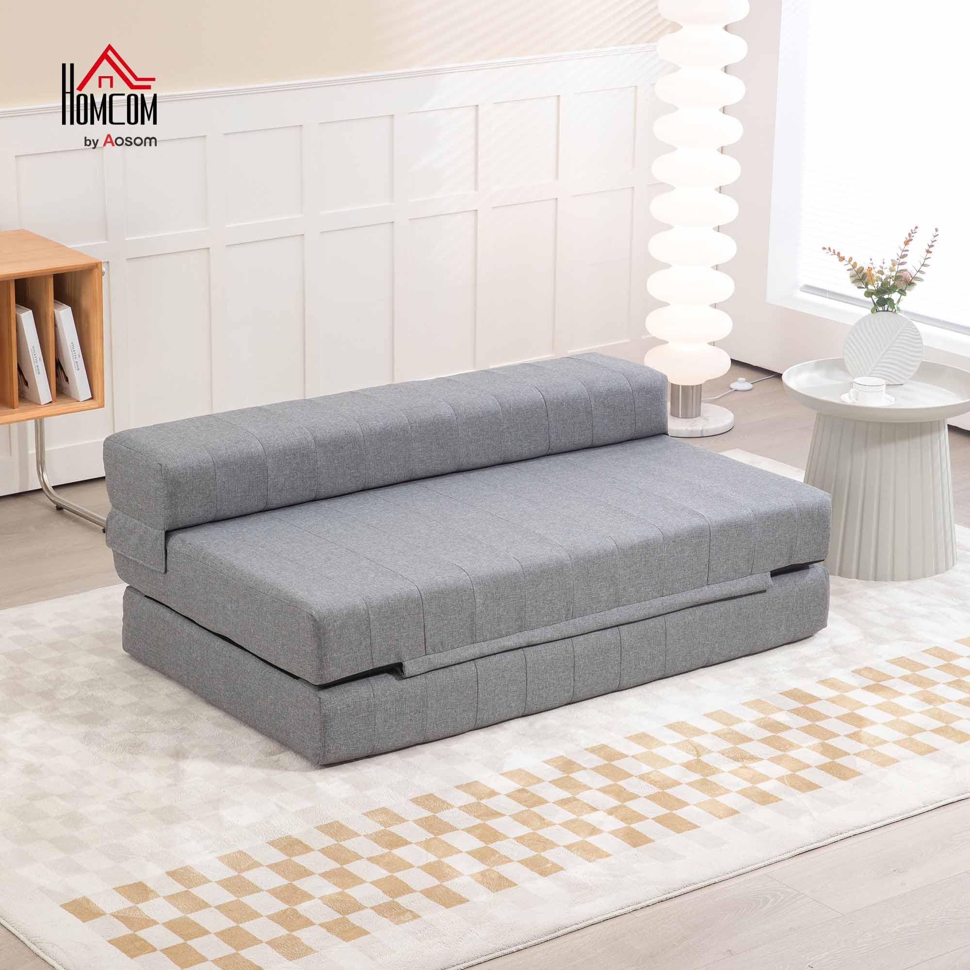HOMCOM Bodensofa 2-in-1 Klappbar für 2 Personen bis 250 kg Belastbar Grau