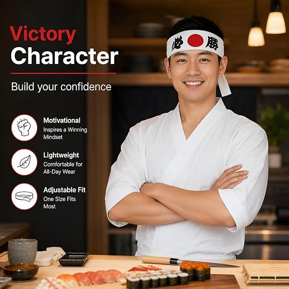 IMIKEYA Japanese Victory Headband, White Fabric