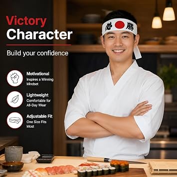 IMIKEYA Japanese Victory Headband, White Fabric