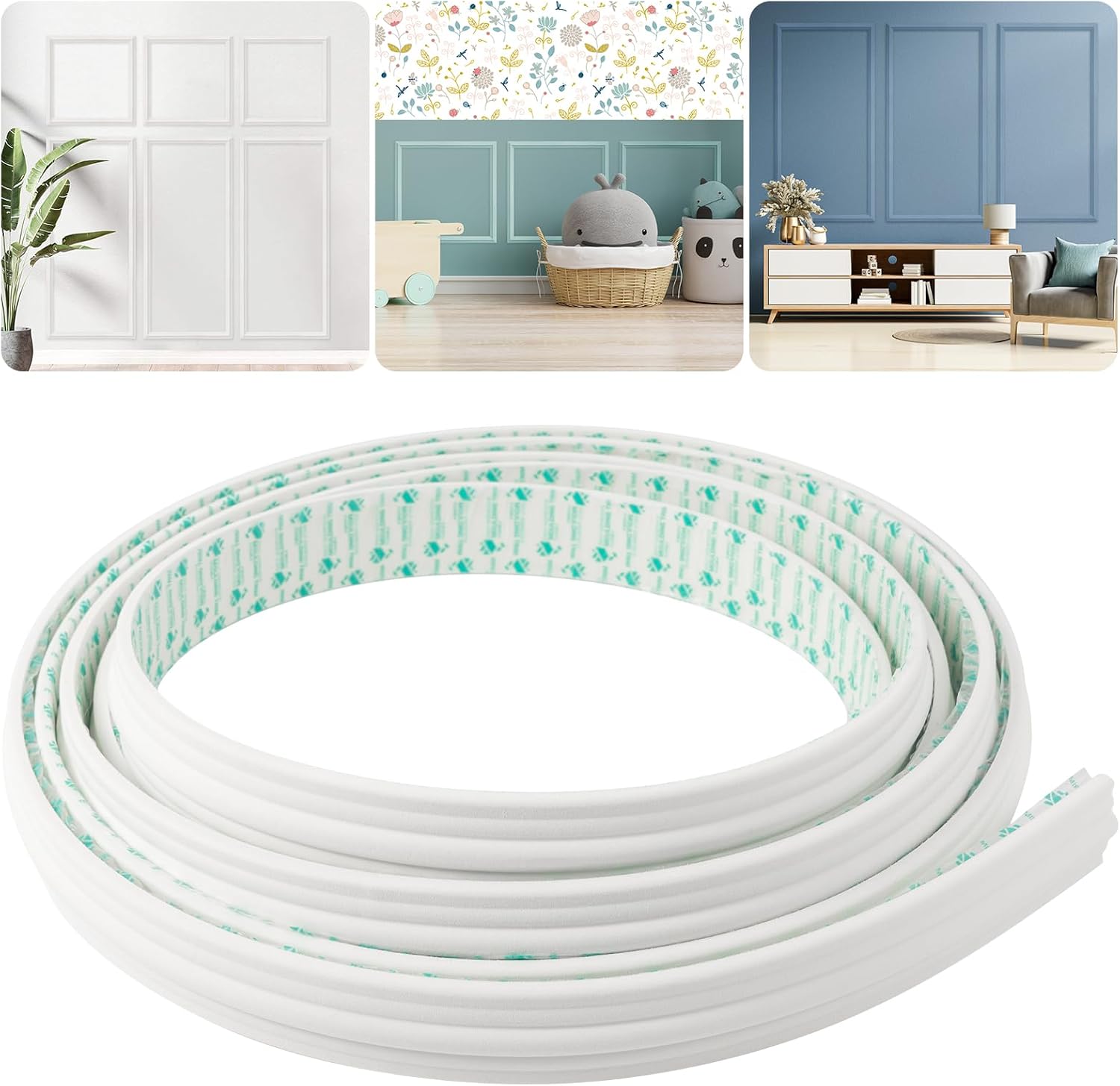 Peel and Stick Wall Molding Kit, 49.2FT x 0.91" EVA Flexible Trim for Interior Walls Projects, Self-Adhesive Peel and Stick Crown Trim for Wainscoting Panels and Decorative Wall Panels