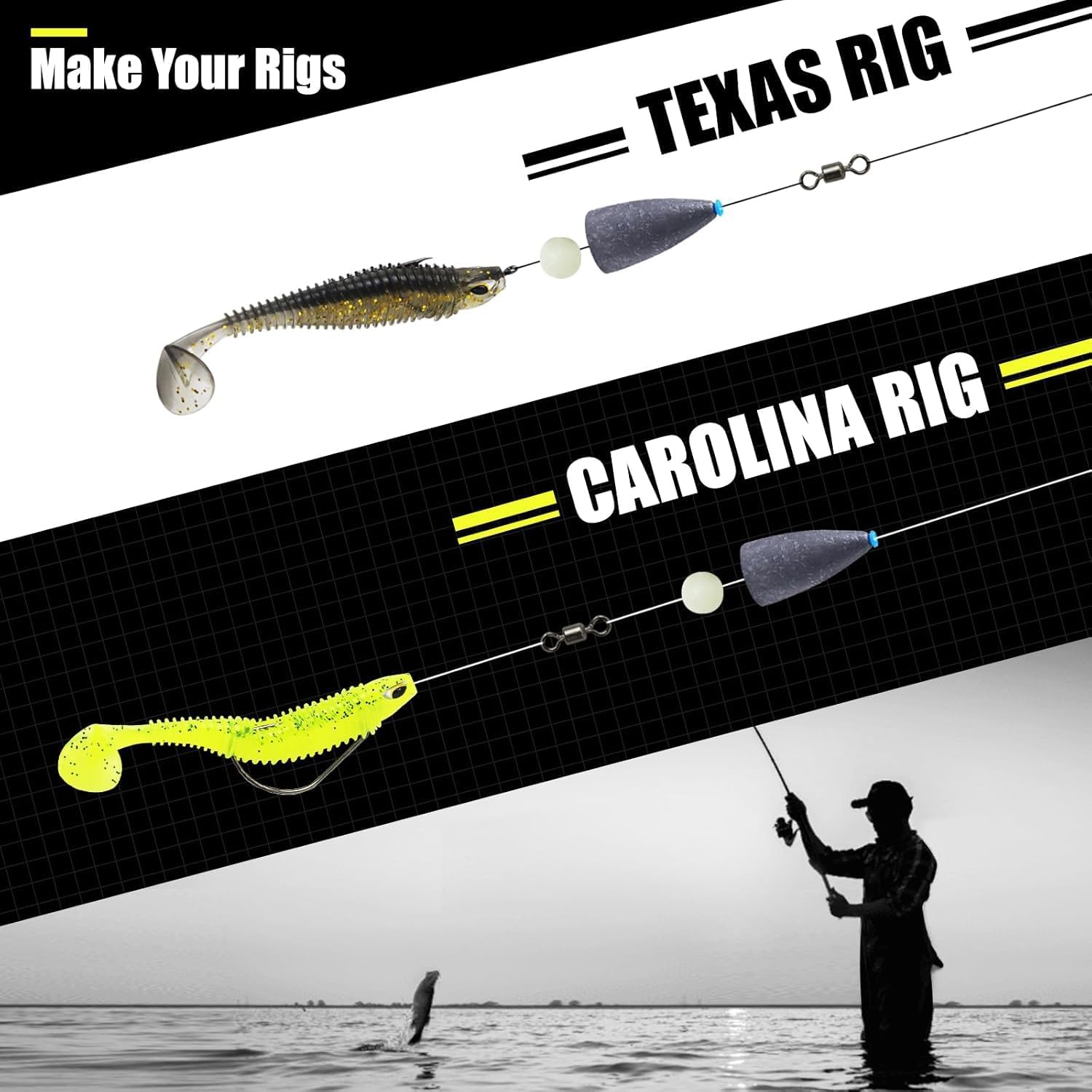 Worm Fishing Weights, Bullet Sinkers with Soft Plastic Insert Includes Weight Pegs, Carolina Rigs Texas Rigs for Bass Fishing 1/8 3/17 1/4 3/8 1/2 1 oz