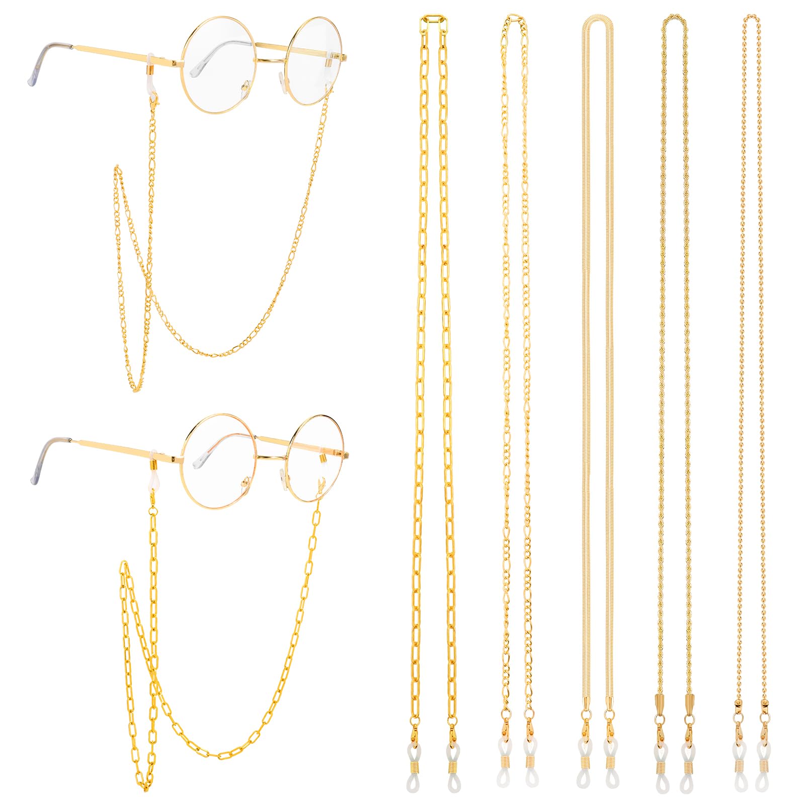 Hifot 5 Piezas Cadena de Gafas para Mujeres, Elegante Cuerda Gafas de Sol Cordones de Gafas de Lectura Gafas Retenedor para Hombres Mujeres