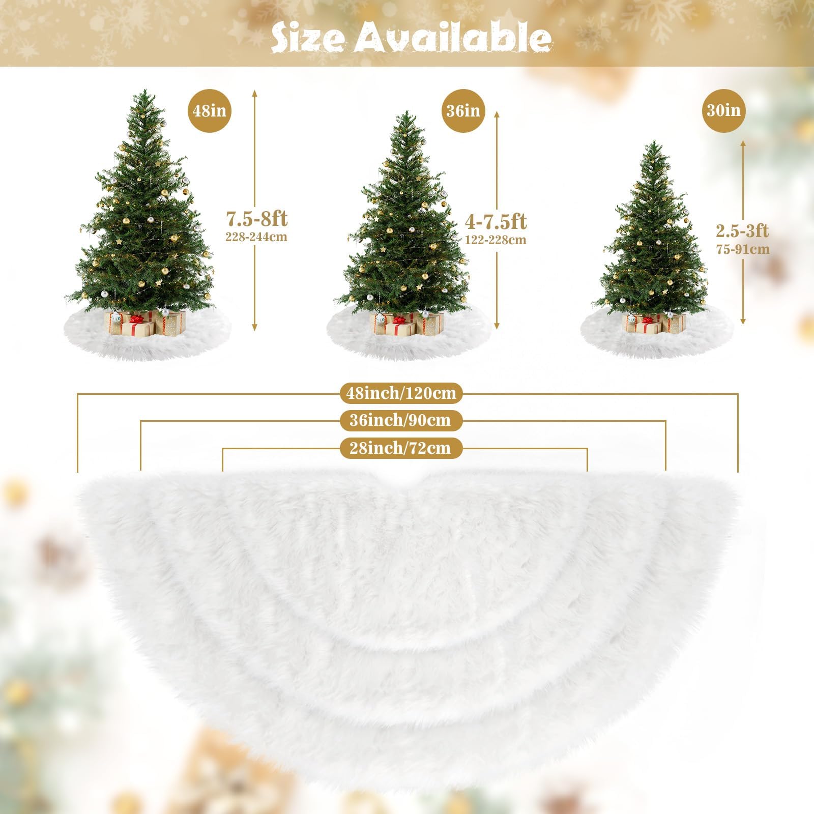 N&T NIETING Weihnachtsbaum Decke, 71cm Weihnachtsbaum Rock Weiße, Pelz Weiche Luxus Faux Weihnachtsbaumdecke Rund Christbaumdecke für unter den Weihnachtsbaum Deko