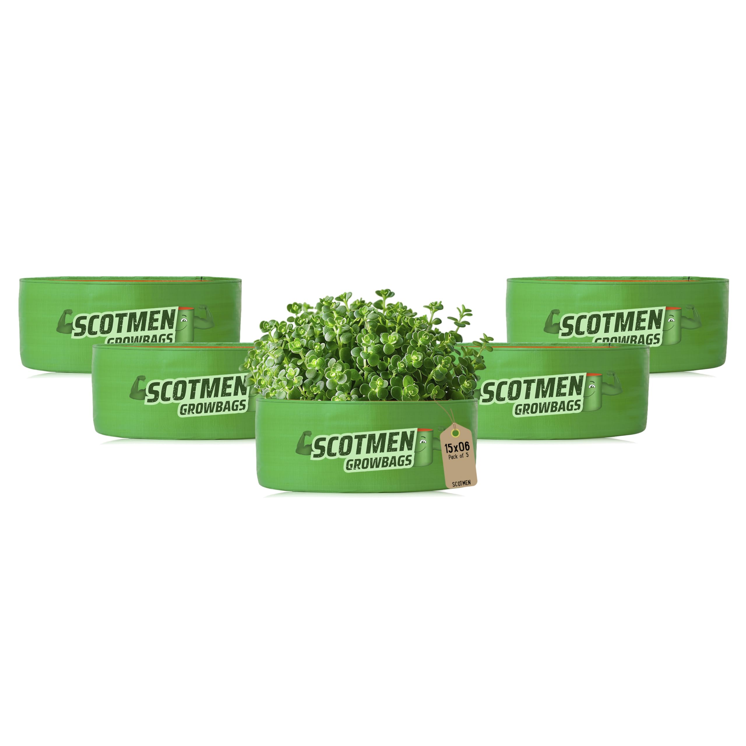 SCOTMEN Polyethylene Round Green Grow Bags 15x6 Inch – Pack of 5 Terrace Home Gardening Plant Growing Bag with UV Stabilized Grow Bag for Outdoor & Indoor Gardening (B0B9YC7BGP) Amazon Price History, Amazon Price Tracker