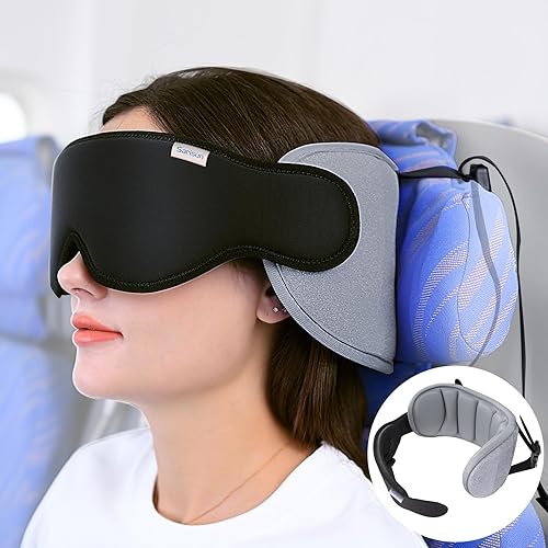 SARISUN Almohada de viaje para aviones, almohada cervical para dormir y viajar con máscara de ojos, almohada de viaje para niños para automóvil,
