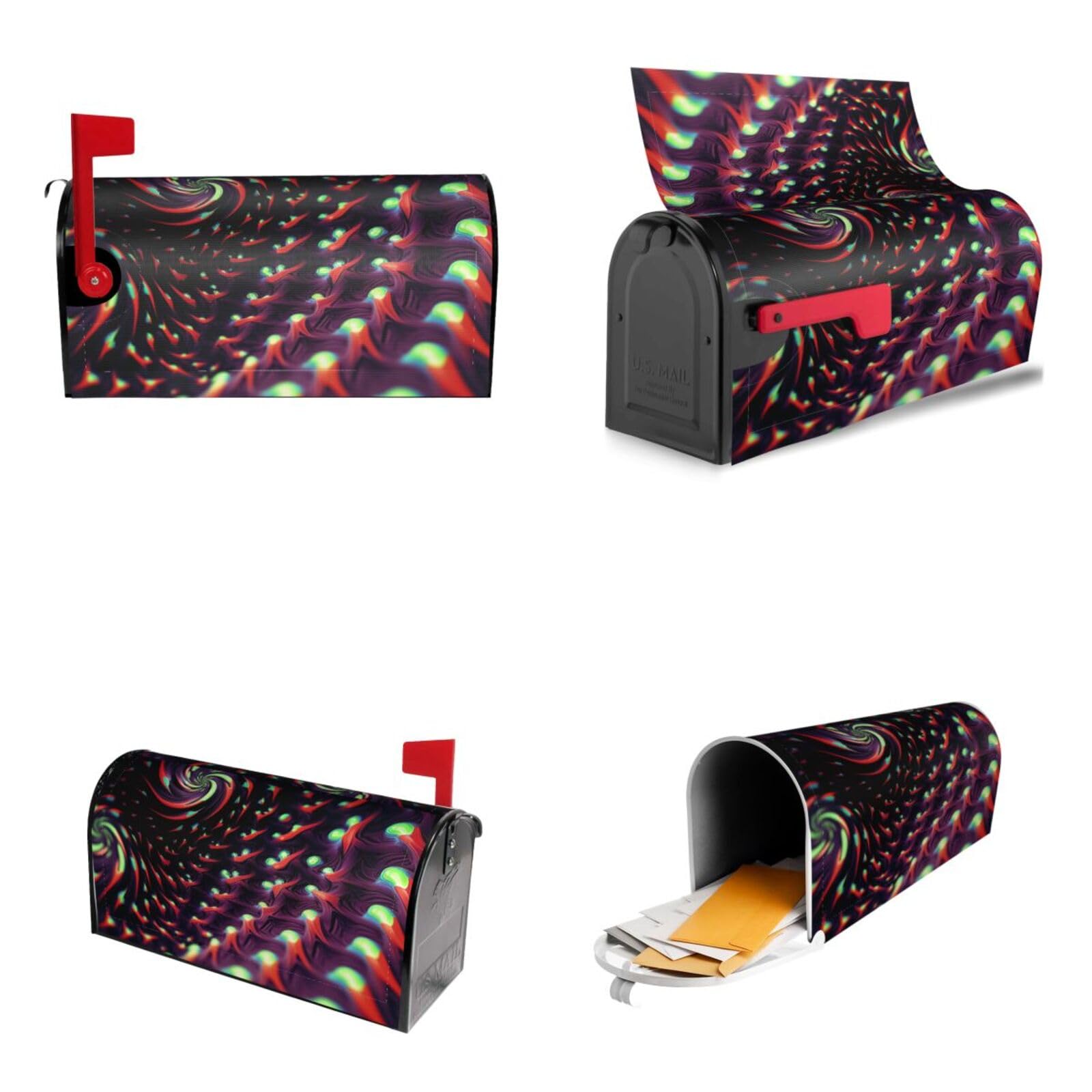 Sci-Fi Dizziness Mailbox Covers Magnetic Wraps Post Letter Box Cover Garden Home Decor 21x18 in