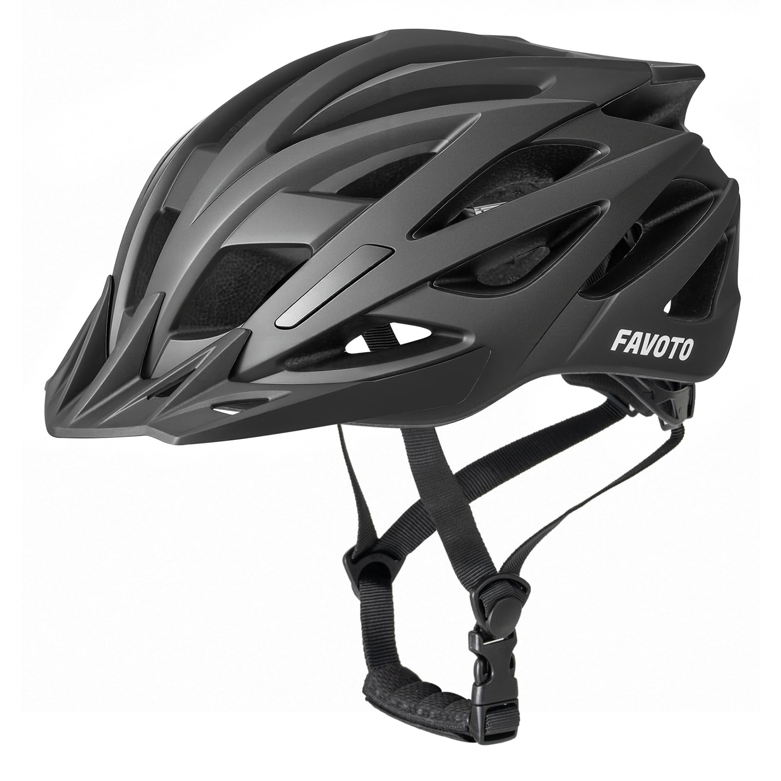 Favoto Casco de Bicicleta para Adultos Ligero – Casco de Ciclismo Transpirable para Hombre y Mujer, Carretera y MTB, Antigolpes, Talla Ajustable L 59-61 cm, Negro