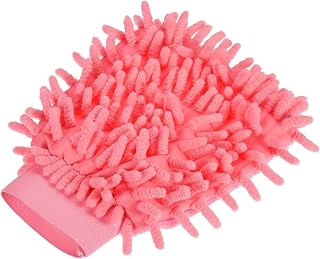 ENESEA Guantes portátiles de Trapo for Lavado de Autos, Guantes de Chenilla de Microfibra, Guantes de Limpieza Reutilizables sin rasguños, Esponja de Lavado for Cocina casera, Rosa (Color : Roze)