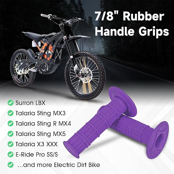 Dirt Bike Handlebar Grips 7/8 Rubber Handle Grips Universal for Sur Ron Surron LBX Talaria Sting R MX3/R MX4 MX5 Talaria X3  E-Ride Pro SS/S Electric Dirt Bike Purple