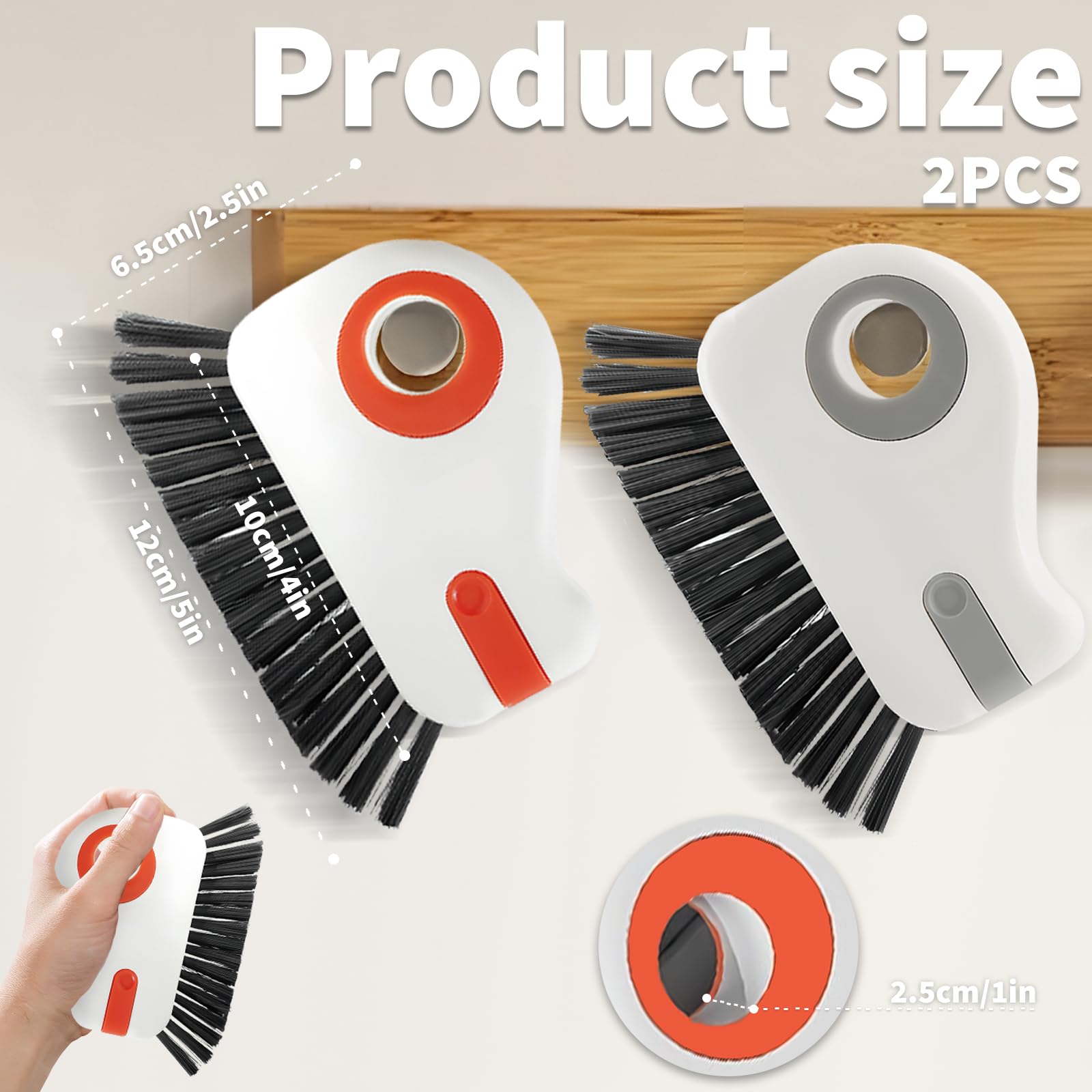 Spazzola per la pulizia delle scanalature 2 in 1, 2 spazzole per la pulizia delle fessure con raschietto nascosto, attrezzi per la pulizia delle guide delle finestre, spazzola per la pulizia