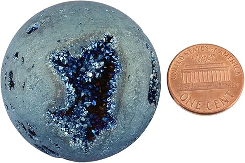 Miniatura 9 de SUNYIK - Bola esfera drusa geoda con revestimiento de titanio, bola de cuarzo de vidrio, gema de ágata, escultura decorativa, curación.