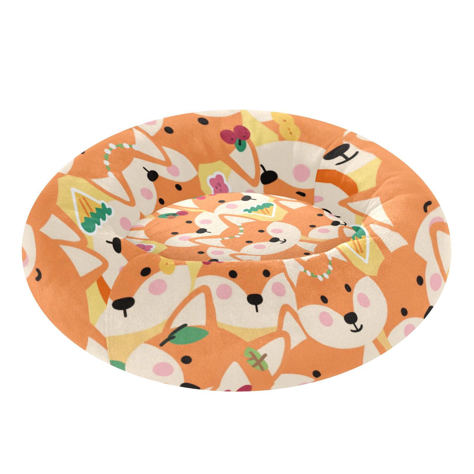 Couchage lit pour chat et chien orange taille S renard anti-stress