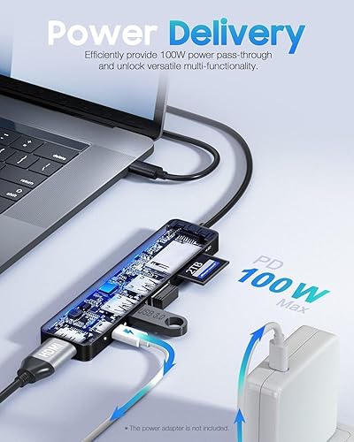 Miniatura 3 de Hiearcool - Adaptador HUB con USB C para MacBook Pro y Air (color carbón negro)