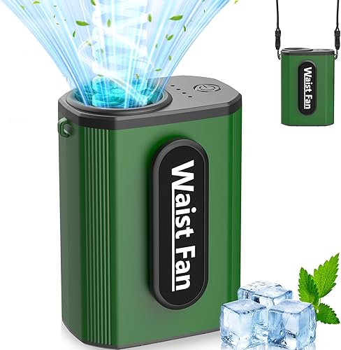 Miniatura 9 de Ventilador de cintura portátil recargable con 4 velocidades de 18000 rpm, fuerte flujo de aire, manos libres, ventilador de cuello colgante personal