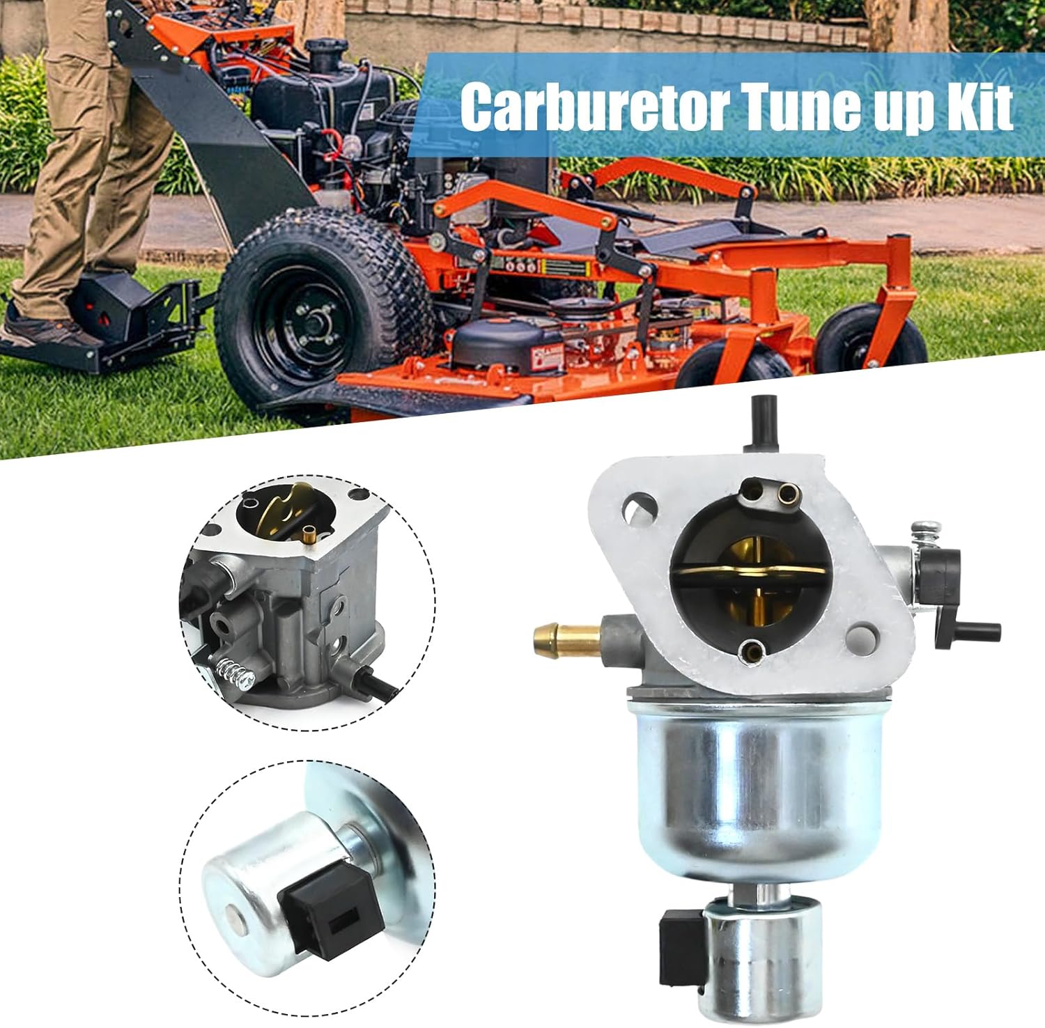 Carburetor Kit with Fuel Pump for John Deere X300 X300R X304 Tractor, Fits Kawasaki FS541V 15HP Engine, Replaces 15004-0818 15004-0827 MIA10591