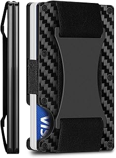 Slim Wallet for Men - RFID Blocking Minimalist Wallet for Men - Aluminum Metal Credit Card Holder Wallet with Money Strap for 15 Cards and Cash - Gifts for Men - Mens Wallets, Carbon Fiber Black, ✅ ✅ ✅ LIMITED TIME OFFER ✅ ✅ ✅, Minimalist