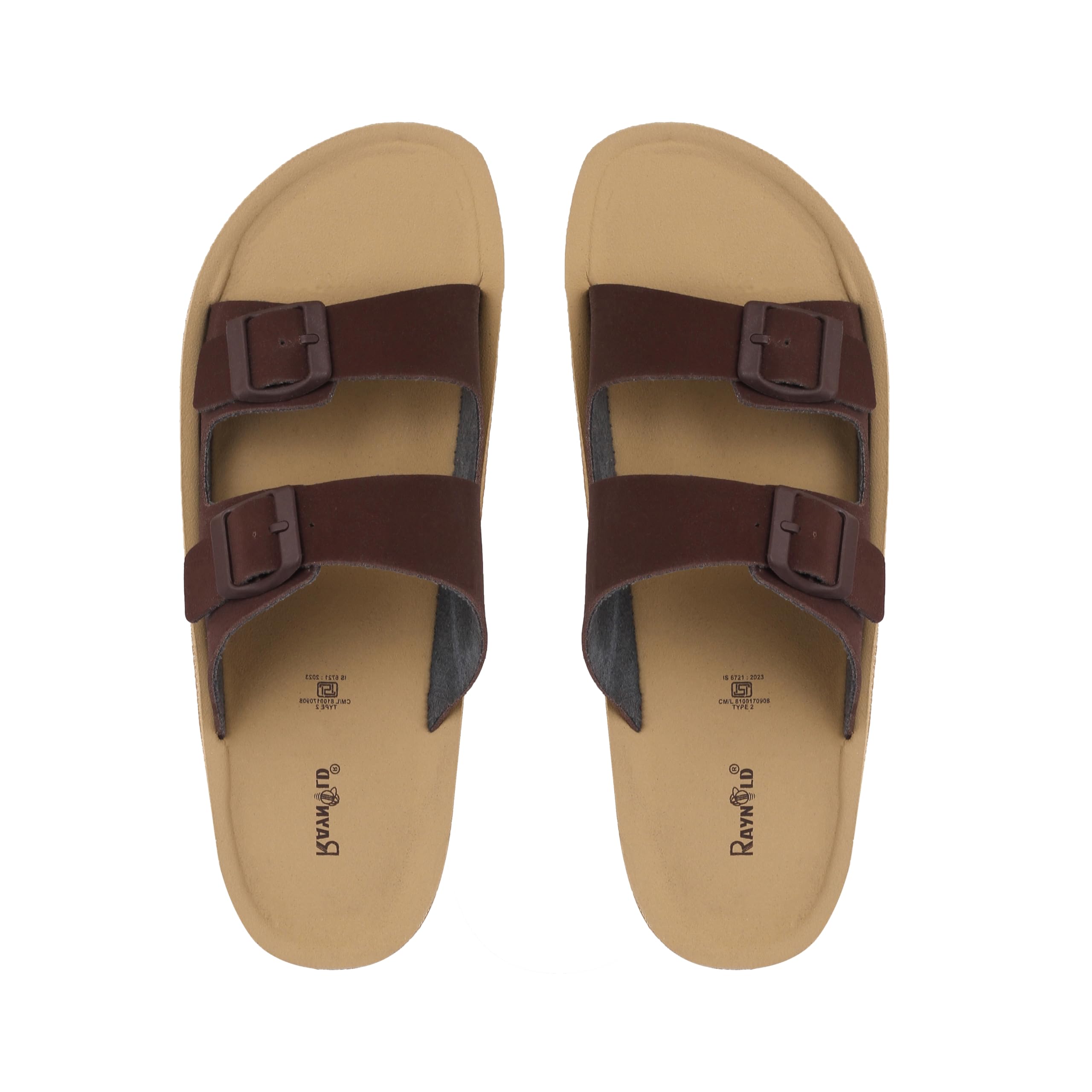 STYVORA Men's Dual-Strap Slip-On Sandals, Brown - Image 1