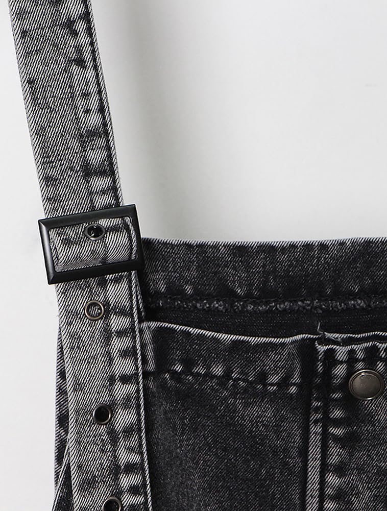 Mono vaquero holgado con tirantes ajustables y pernera ancha con bolsillos para mujer mono informal vintage con tirantes ajustables y pechera elástica