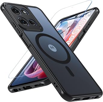 BESINPO Magnetic for Motorola Moto G 2025 Case/Moto G 2026Play, with Tempered Screen Protector, Compatible for MagSafe, Shockproof Phone Cover for Moto G 2025/2026Play, Translucent Matte Black