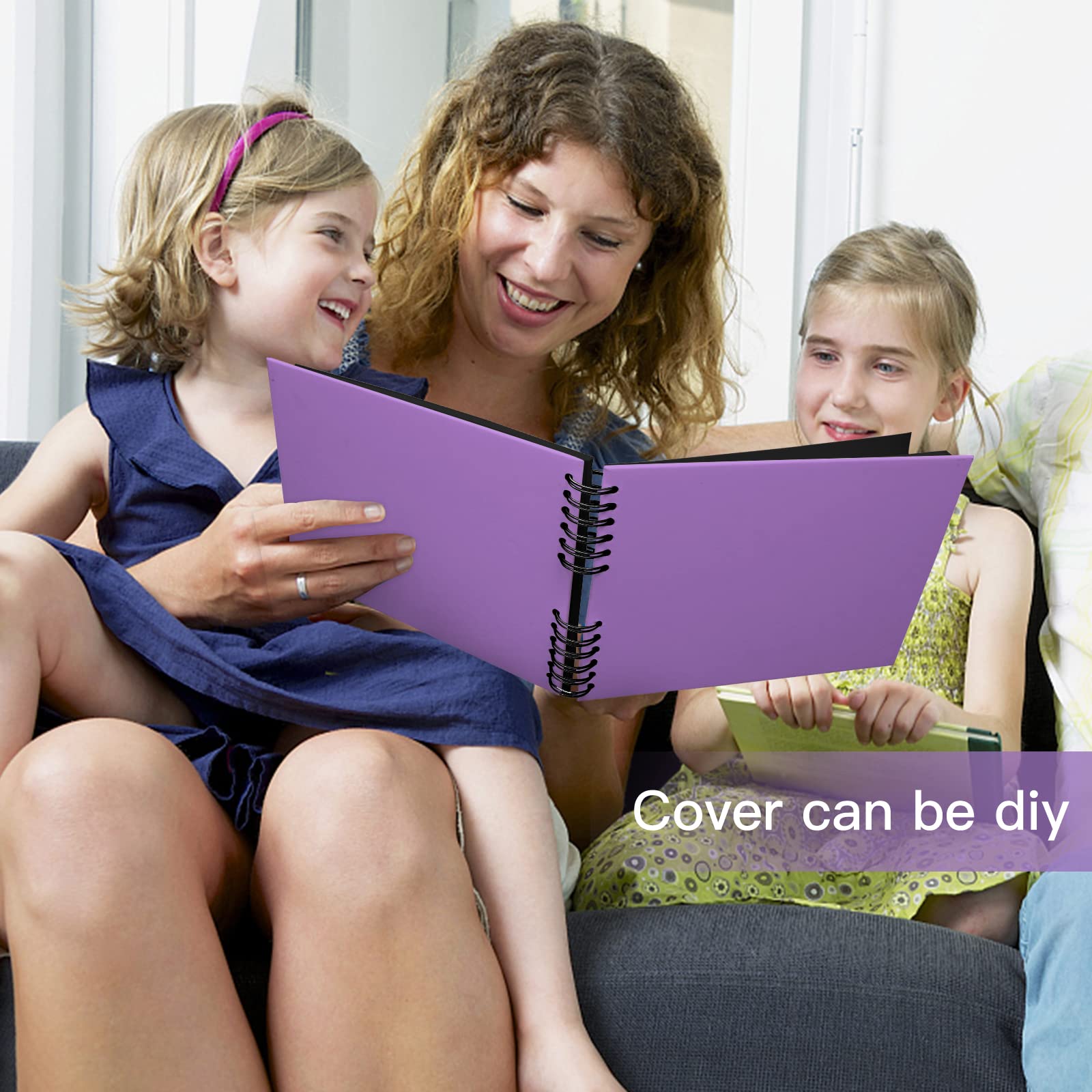 EVNEED Album photo pour scrapbooking - Pages noires pour mariage, anniversaire, Saint-Valentin - Avec 15 marqueurs de peinture, 80 pages, violet (40 feuilles)
