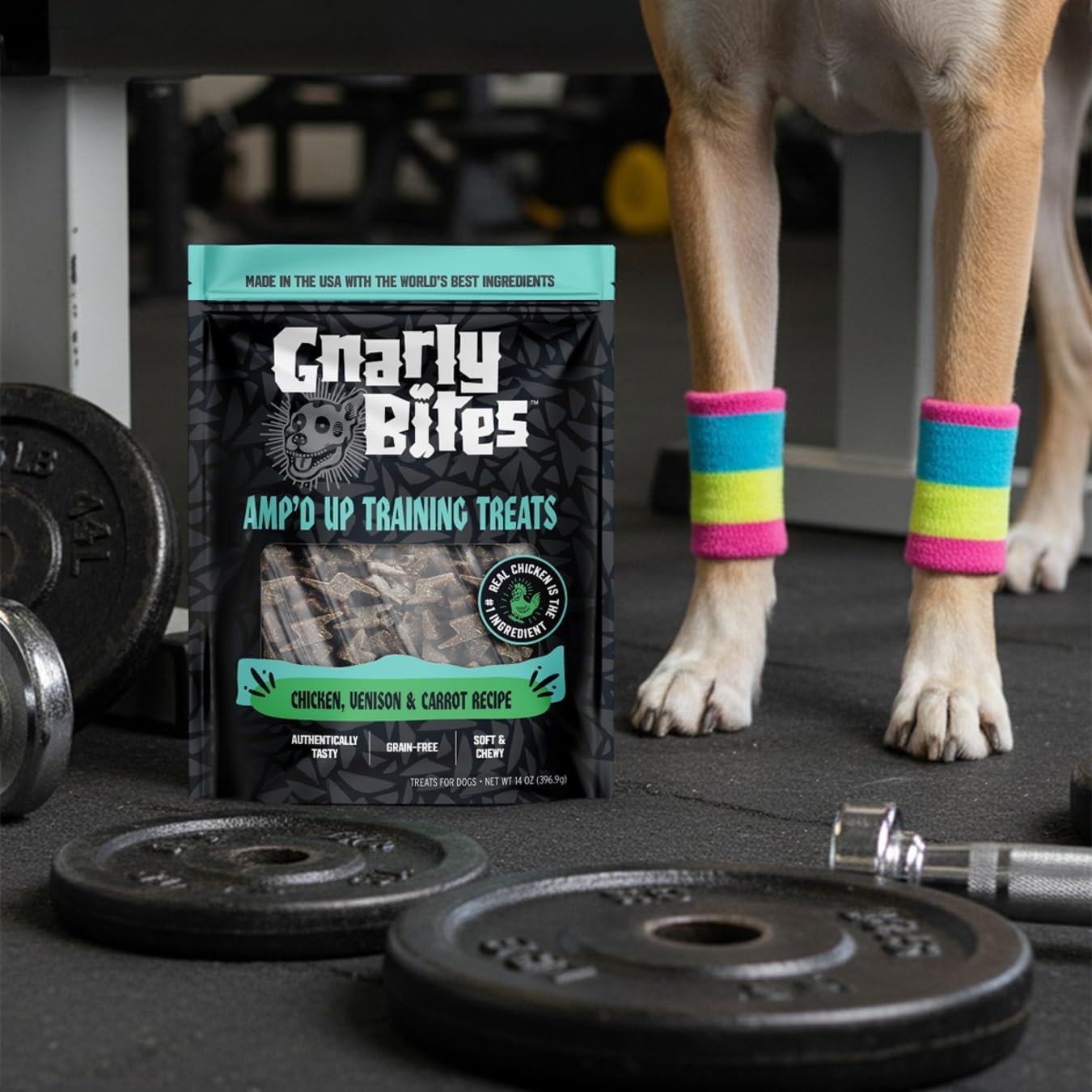 Amp’d Up Dog Training Treats, Soft and Chewy Healthy Snack for Puppies and Adult Dogs, Made with Real Chicken, Venison and Carrots, Grain Free, 14 oz