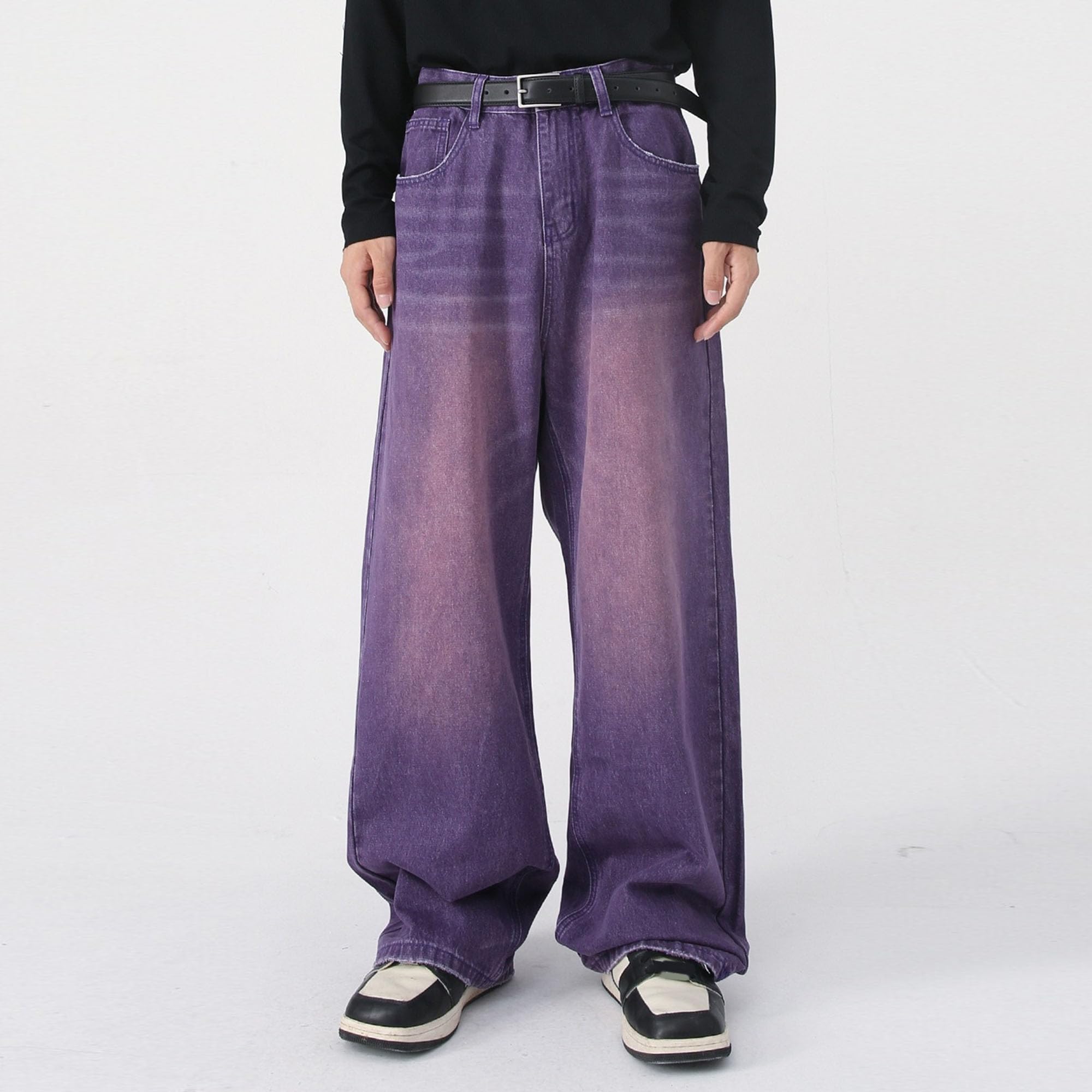 Mens Vintage Baggy Jeans Gamba Larga Skater Casual Denim Pantaloni per Gli Uomini Rilassati Jeans Classici Regolari