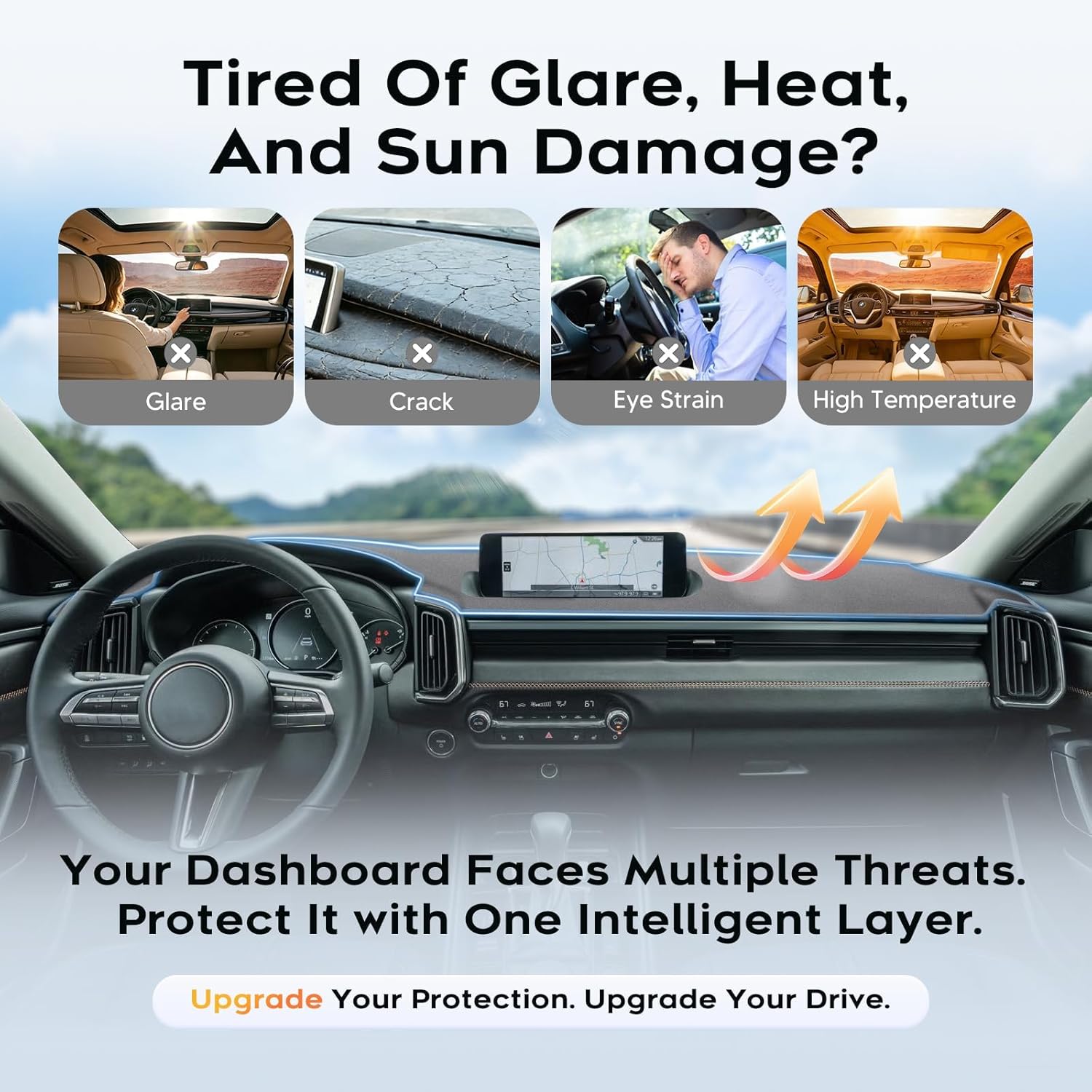 Cartist Gray Dash Cover for 2023-2026 Mazda CX-50 Dashboard Cover Accessories Premium Anti-Glare CX-50 Dash Mat Non-Slip Airbag Safe Sun Shade Interior Protector