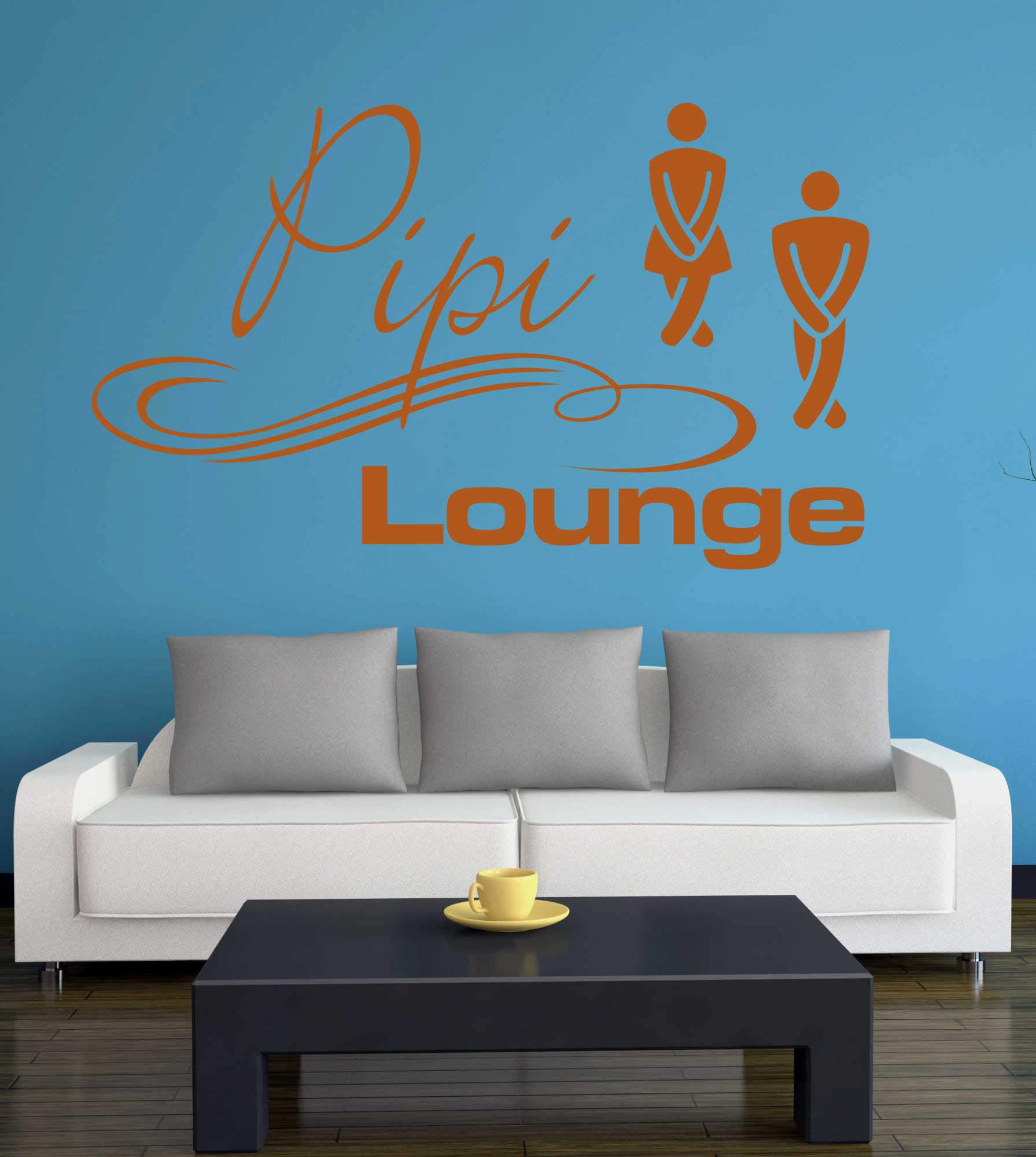 Tür-/Wandtattoo „Pipi Lounge“ – 30x18 Cm, Haselnuss – Selbstklebend, Seidenmatt, Rückstandslos Entfernbar