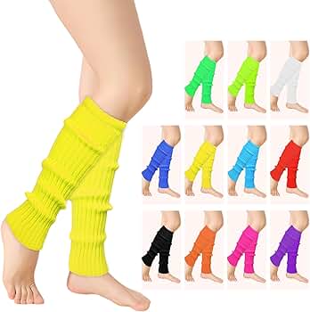 Buauty 80s 90s Leg Warmers for Women, Neon Ribbed Leg Socks
