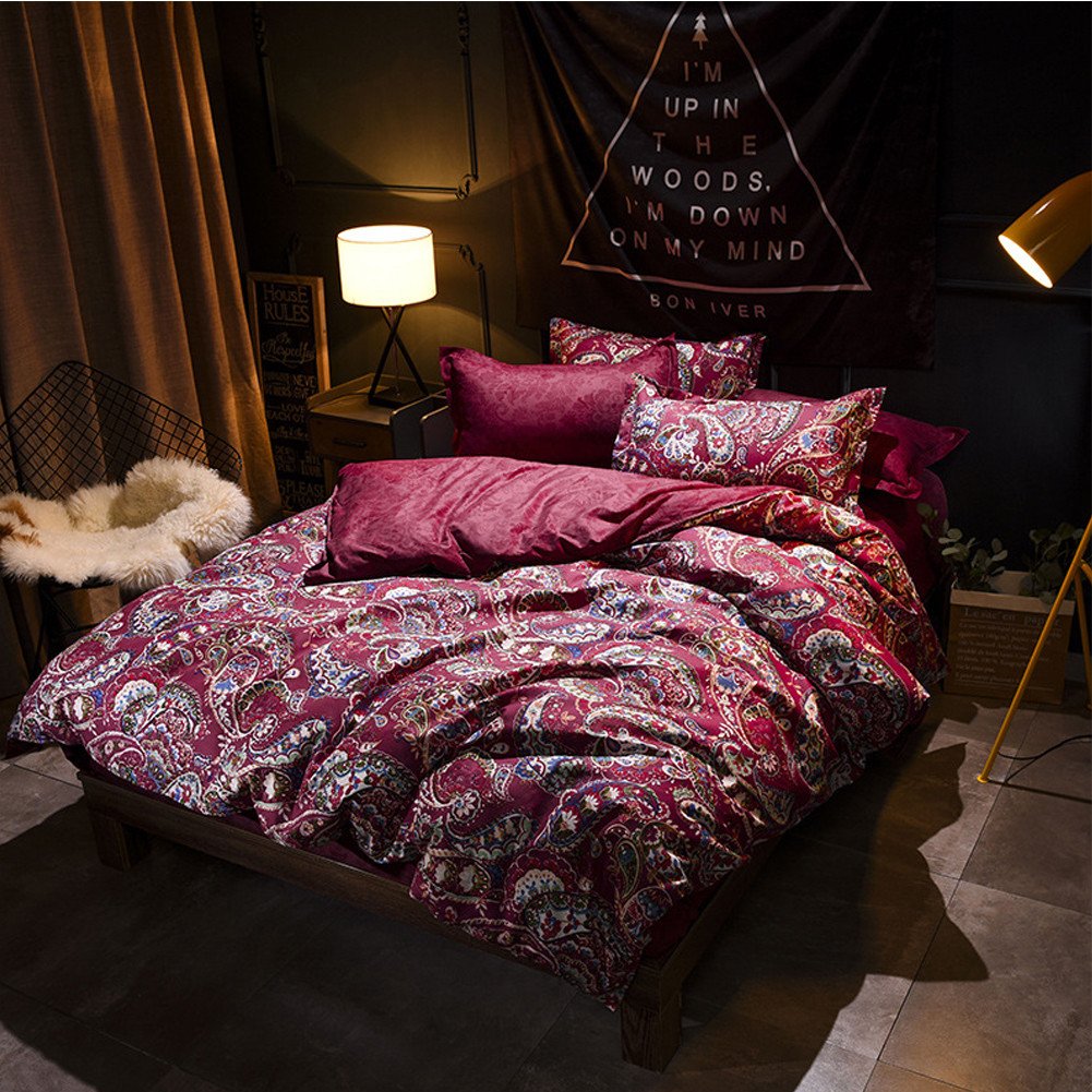 Housse de couette boheme Chickw1 anti-plis en microfibre douce pour lit 200x200