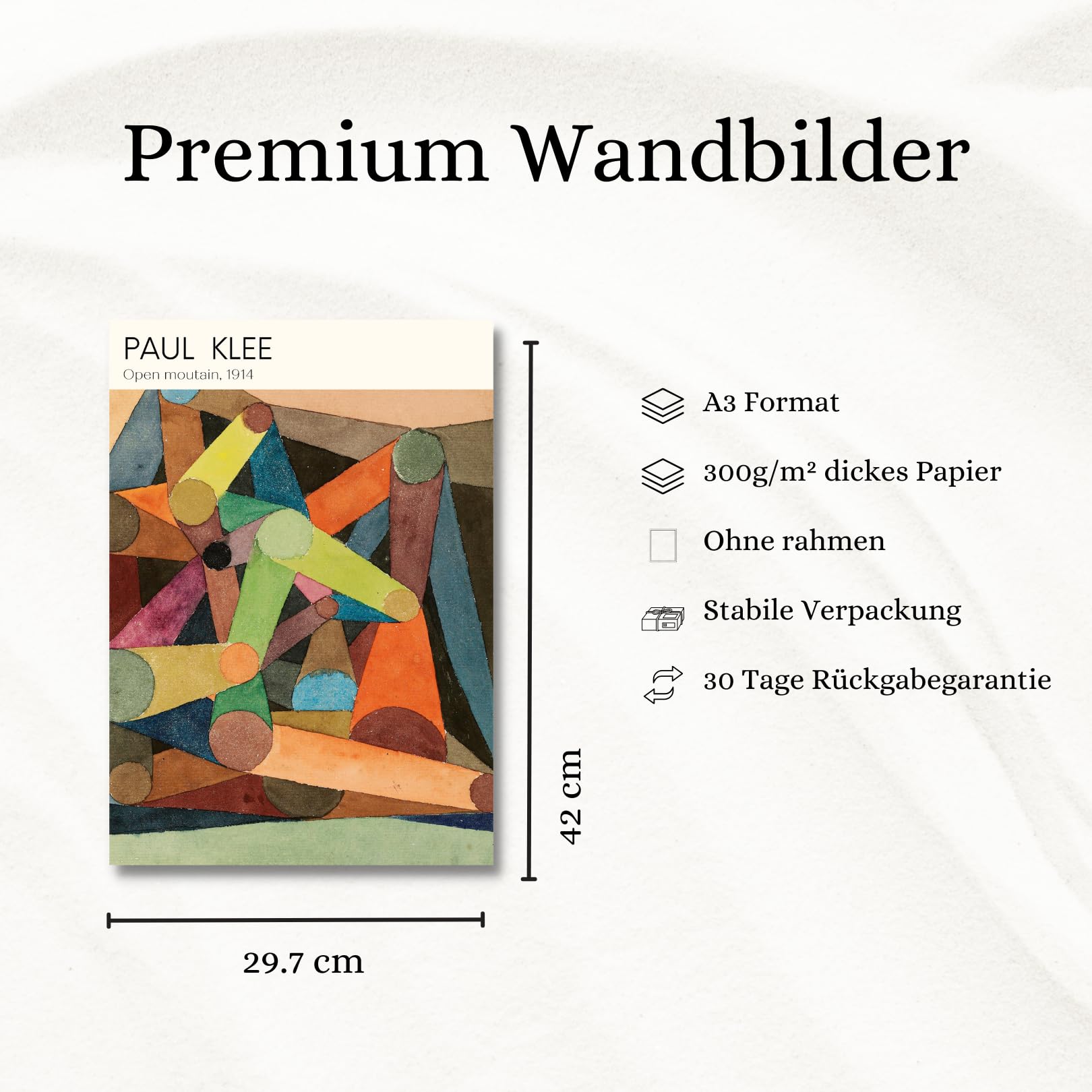 ZoeyAustin® 3 dwustronny druk artystyczny, zestaw plakatów, DIN A3 (30 cm x 42 cm), stylowy plakat ścienny, 6 obrazów ściennych, dwustronne obrazy (koniczyna/Kandinsky, bez ramy - DIN A3)