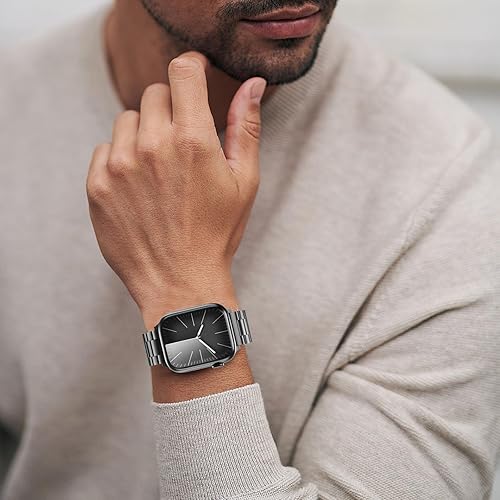 Miniatura 4 de Paquete de 2 correas de repuesto compatibles con Apple Watch de 1.929 in, 1.772 in, 1.732 in, 1.654 in, acero inoxidable resistente para iWatch