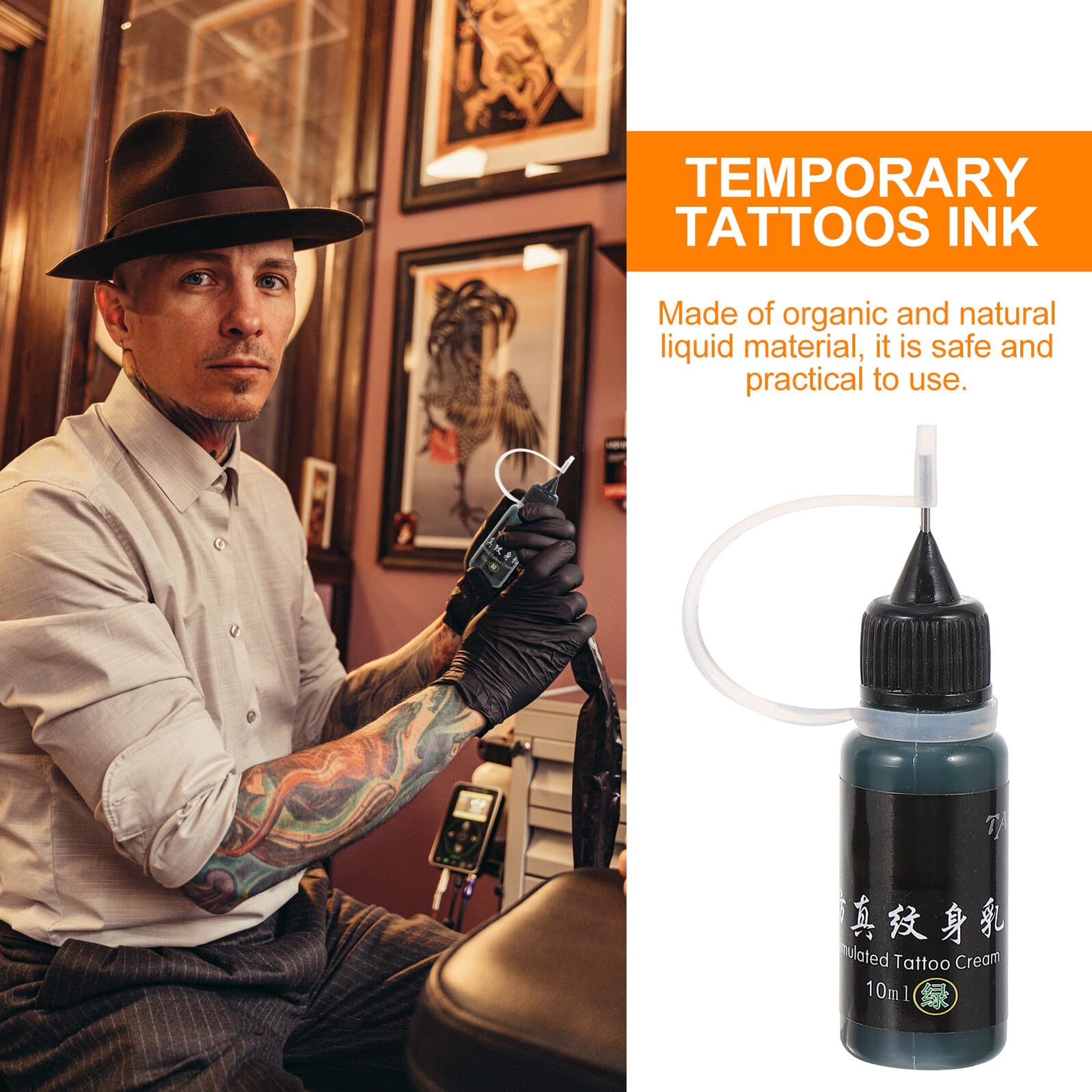Kit de 5 Botellas de Tinta de Tatuaje Temporal de 10ml Cada, Líquida y Semipermanente, Adecuado para Principiantes y Mantiene Diseños Semana