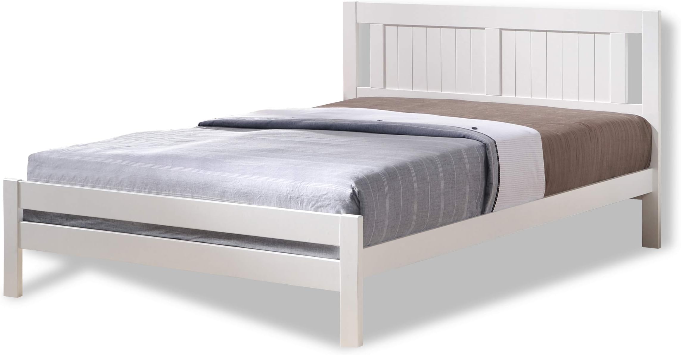 Humza Amani White Glory Bed - Single 3FT, Small Double 4FT & Double 4FT6 - With Visco Therapy Memory Comfortpedic Mattress (Double - 4FT6)
