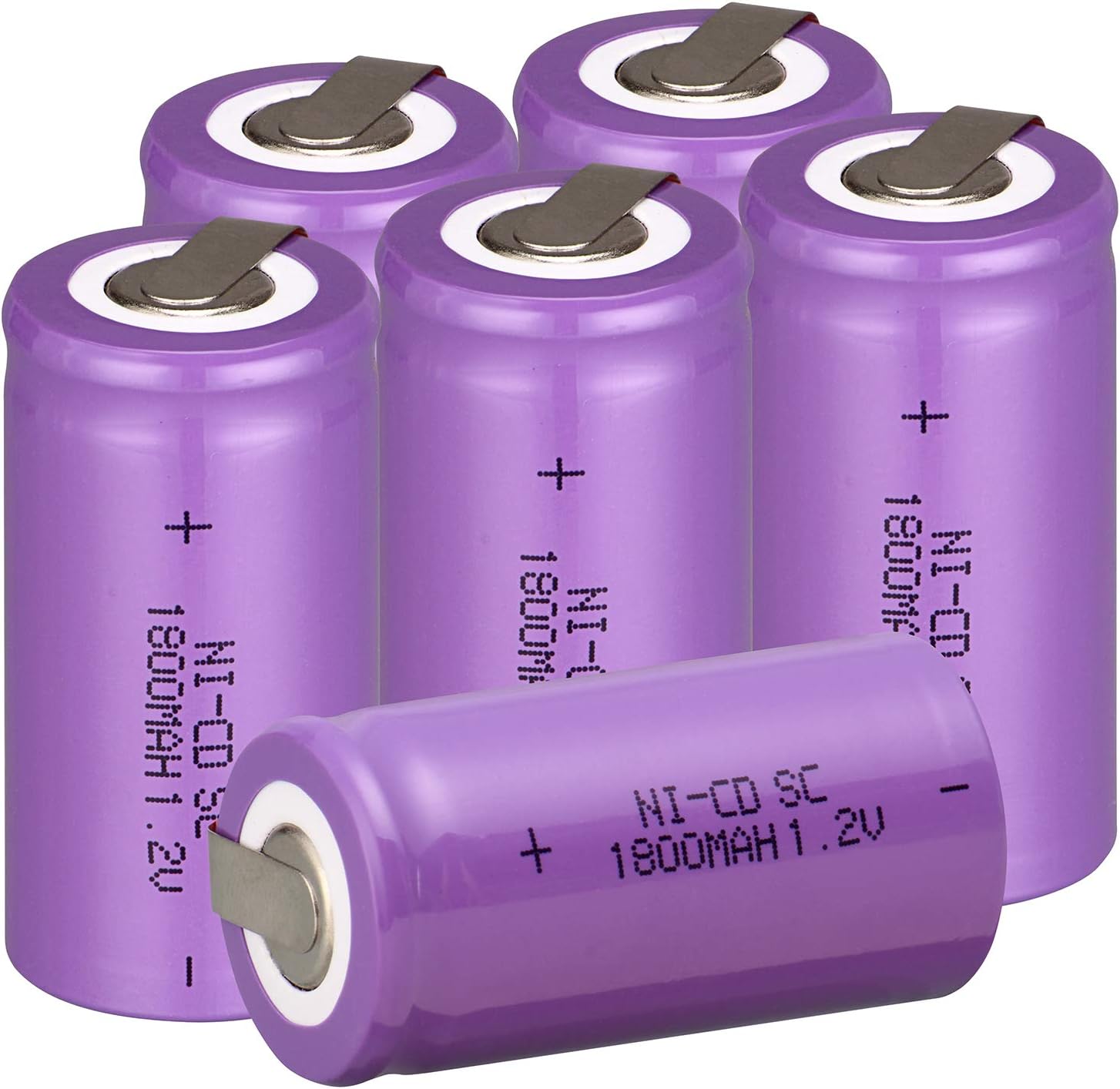 anmas power 4/6/8/10/12/15/16/20 Pack Sub C NiCd Batteries SC 1.2V 1800mAh Ni-Cd Rechargeable Battery Set With Tap (Purple-6 pack)