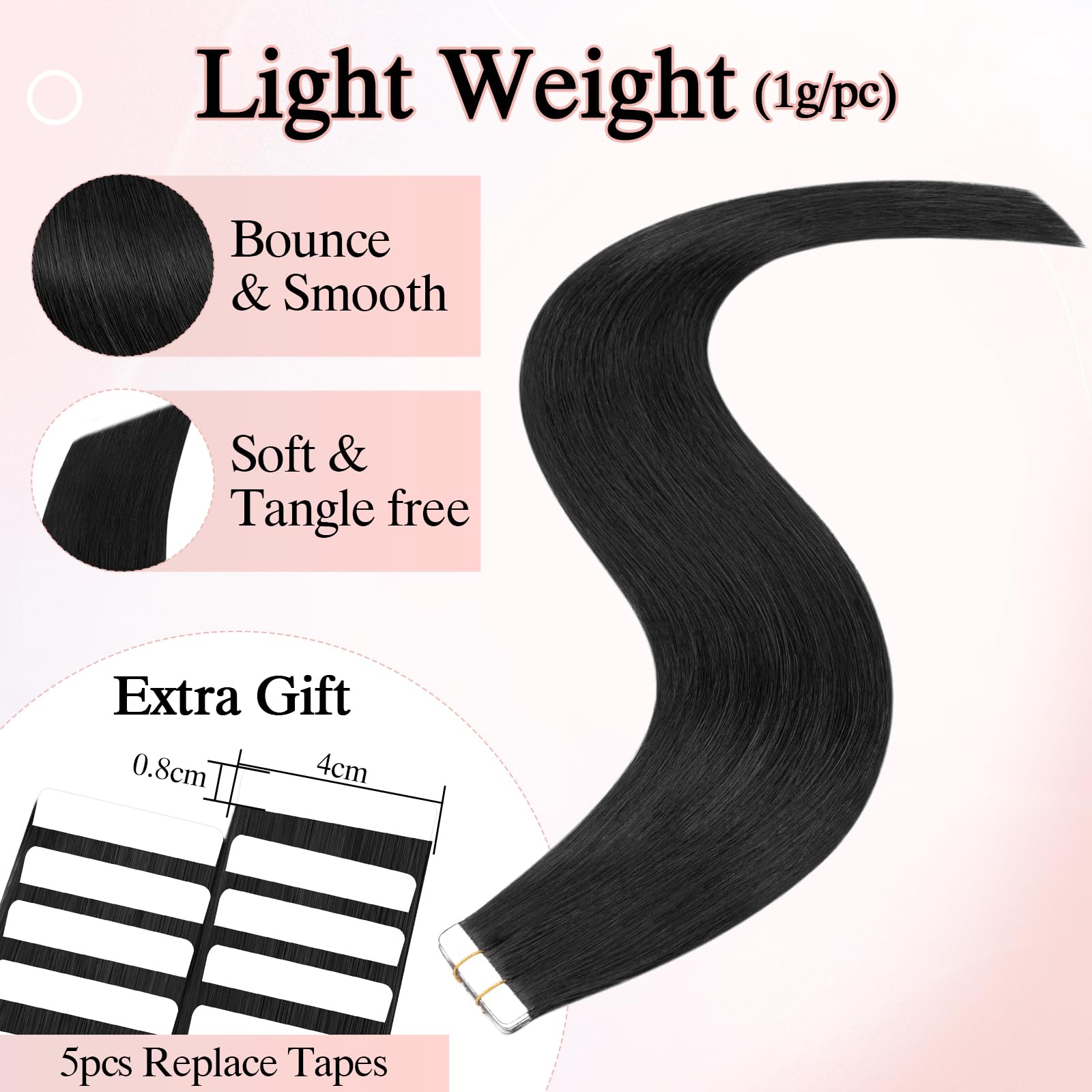 SEGOHAIR 10Pcs Human Hair Tape in Extensions - Image 3