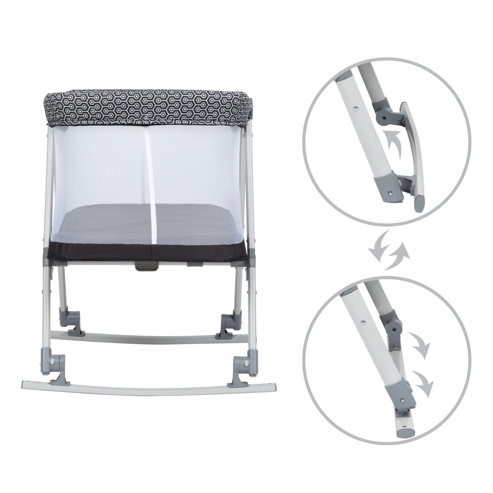 Safety 1st Morning Star Rocker - Cuna plegable para bebé con bolsa de viaje, adecuada desde el nacimiento hasta aproximadamente 9 meses, geométrica (negro)