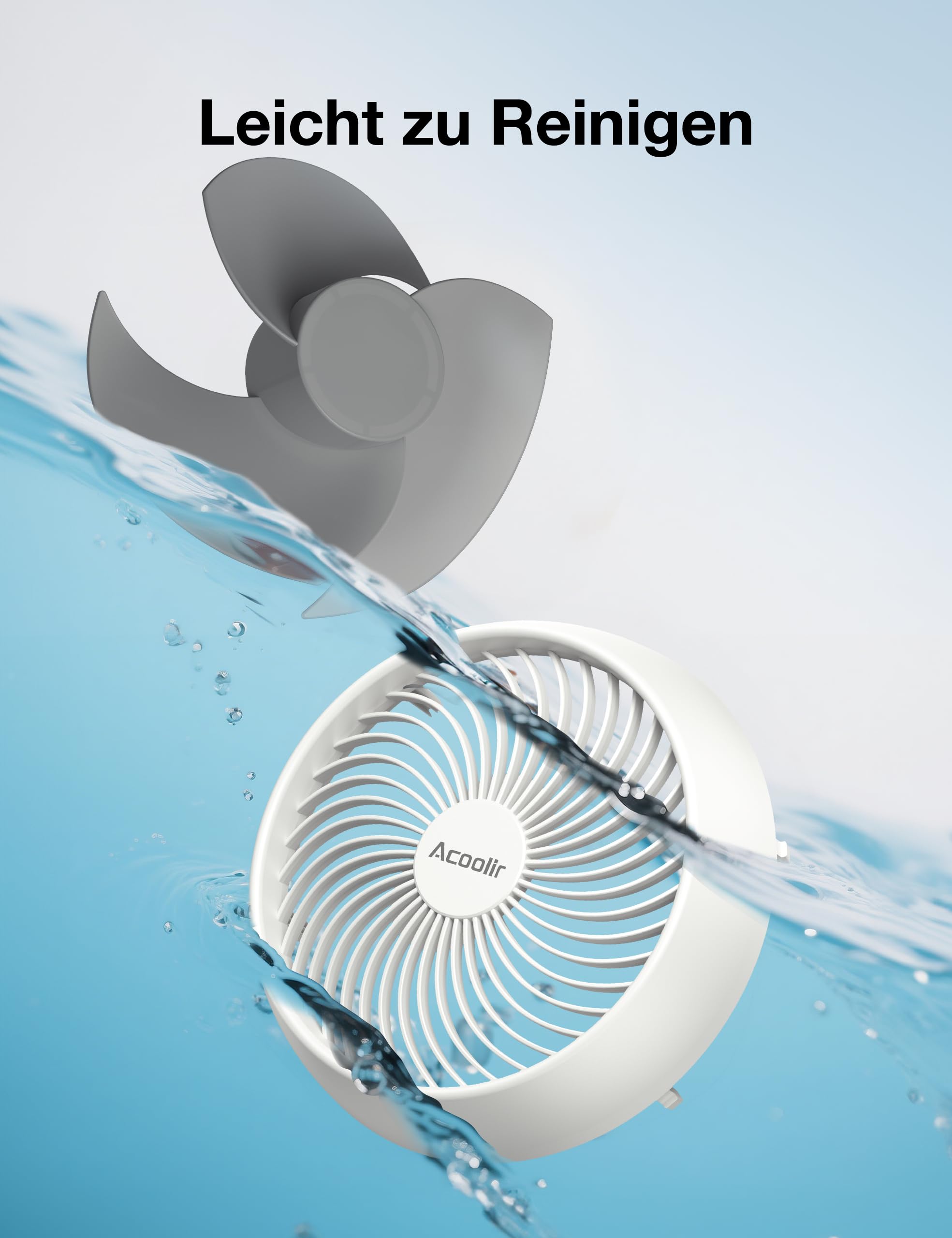 Acoolir Ventilator Leise 24dB Ultra-Leise, Tischventilator mit Dualer Oszillation 70° Horizontal + 100° Vertikal, 3 Geschwindigkeitsstufen, Ventilator Klein für Schlafzimmer, Homeoffice, Wohnzimmer